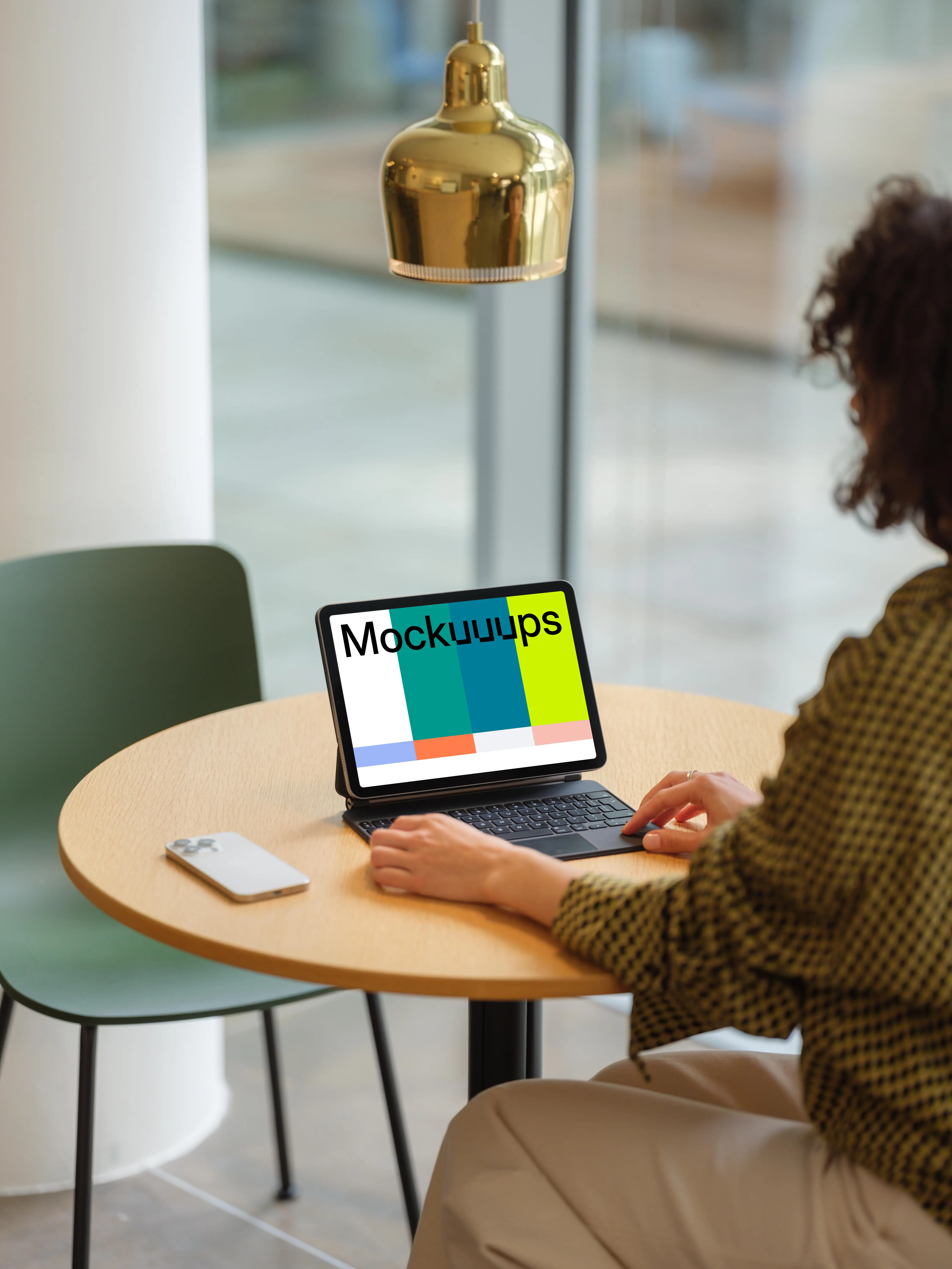 iPad Air Mockup with Keyboard on a Modern Office Table