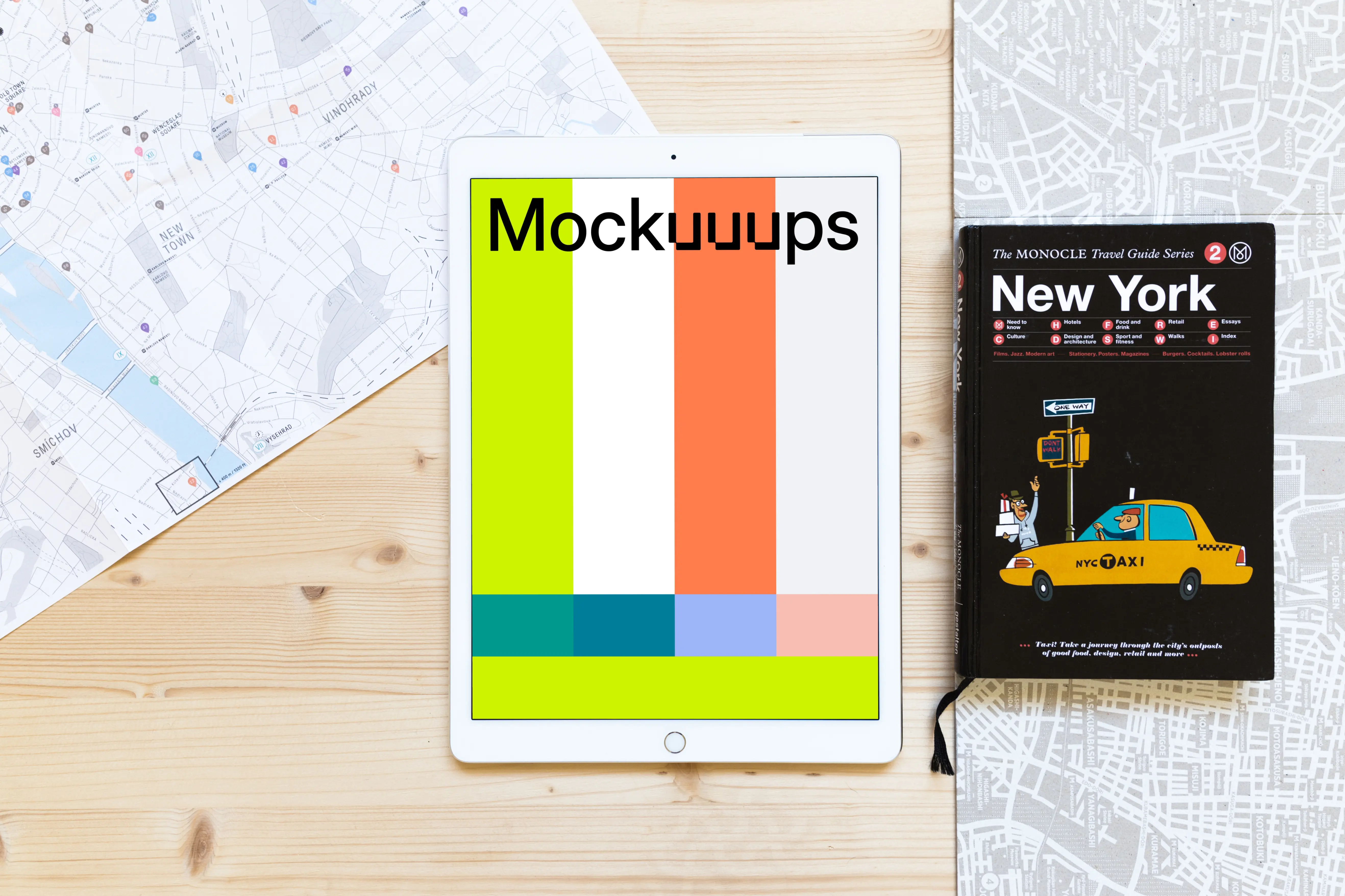 iPad Pro mockup next to the NYC guide