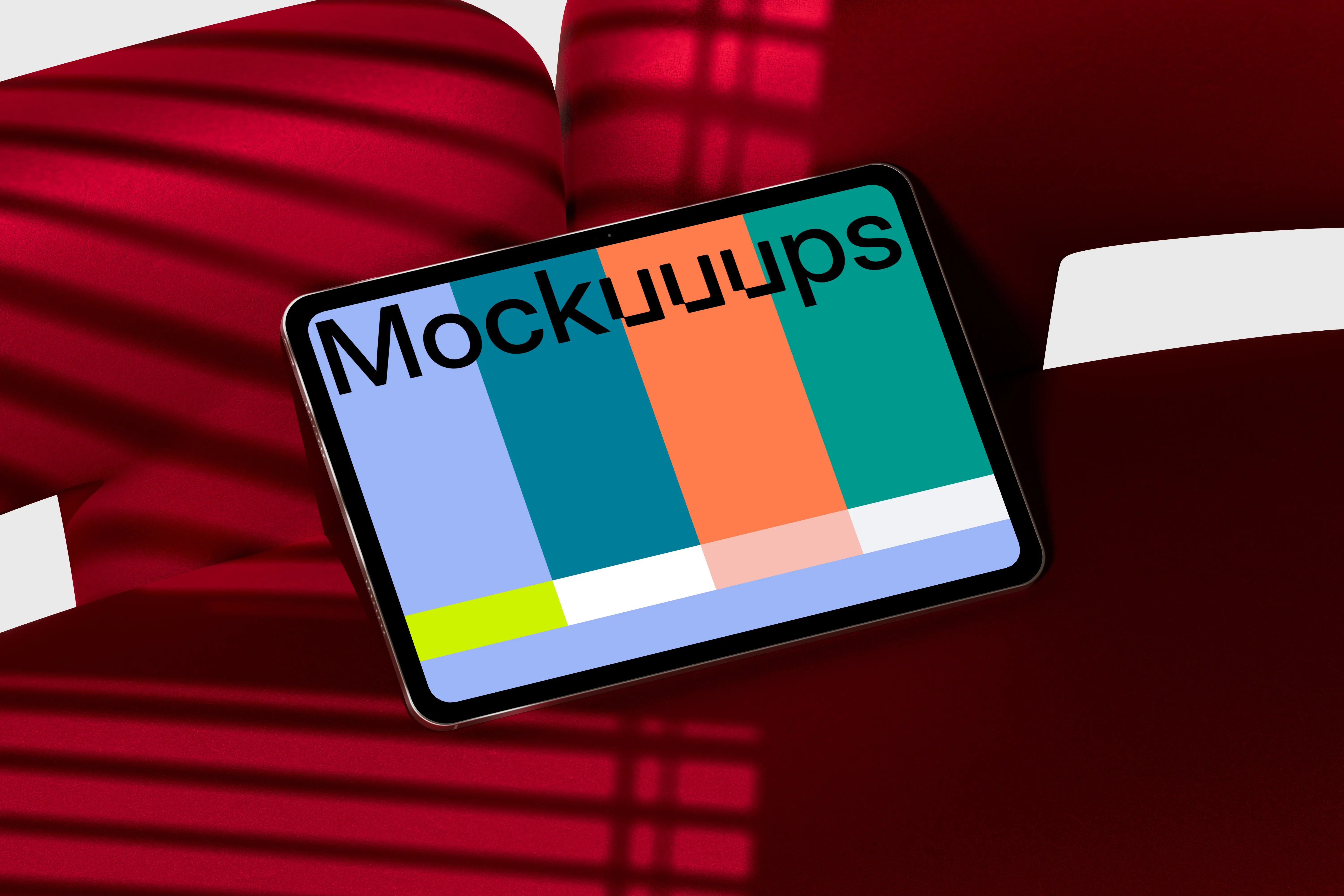 iPad Pro mockup on a bold red background