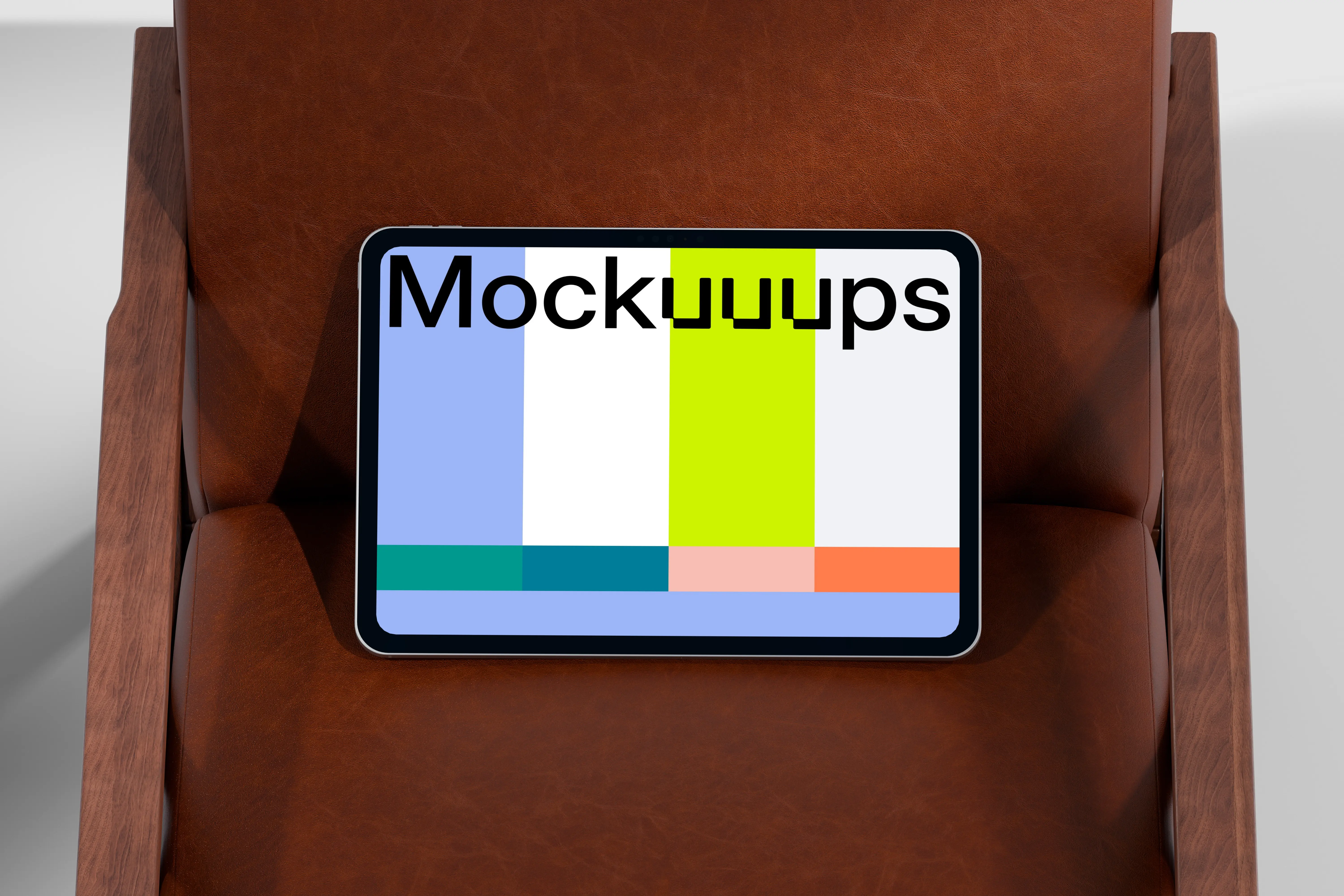 iPad Pro mockup on a leather armchair