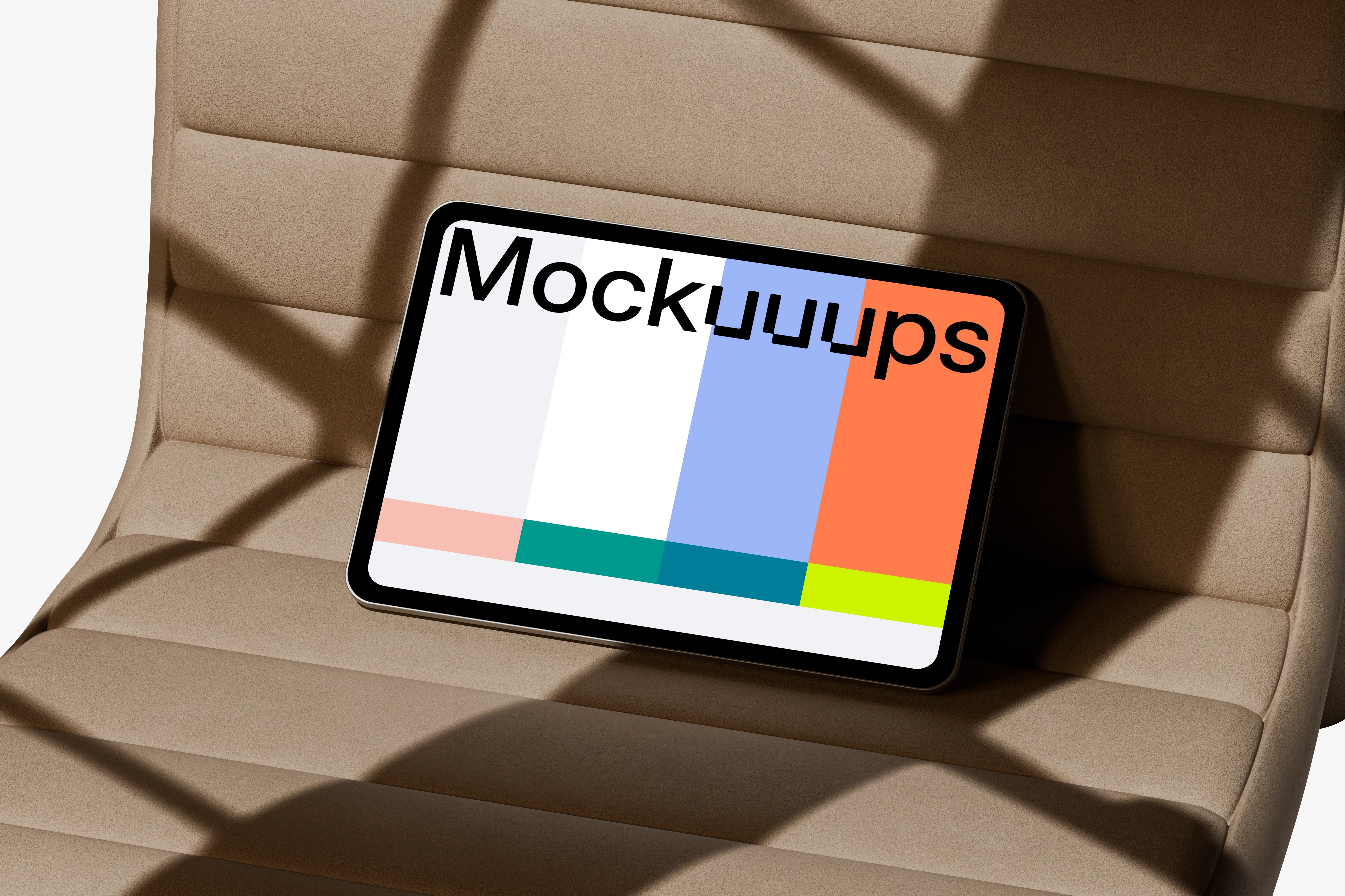 iPad Pro mockup on a modern chair