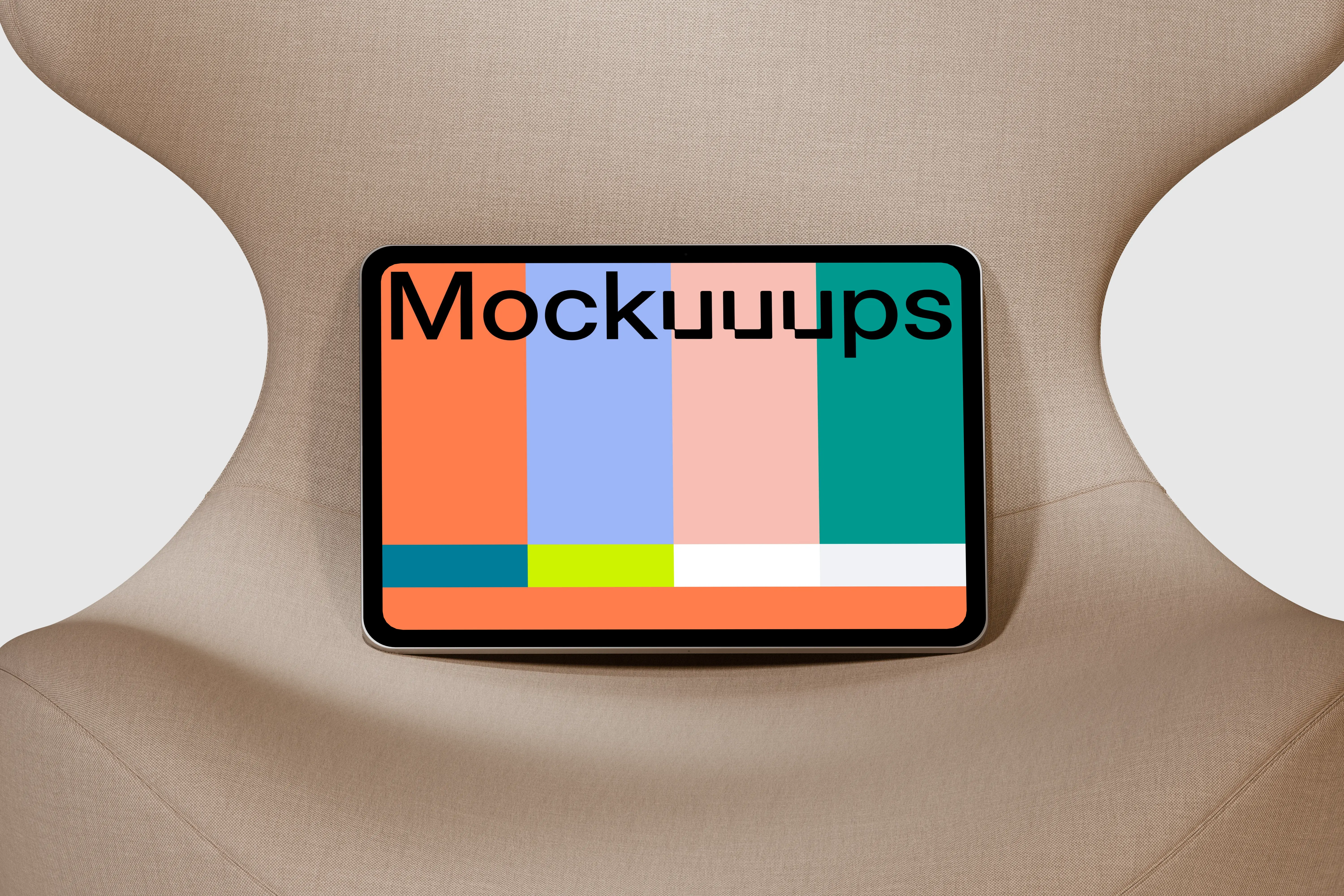 iPad Pro mockup on a modern curved chair