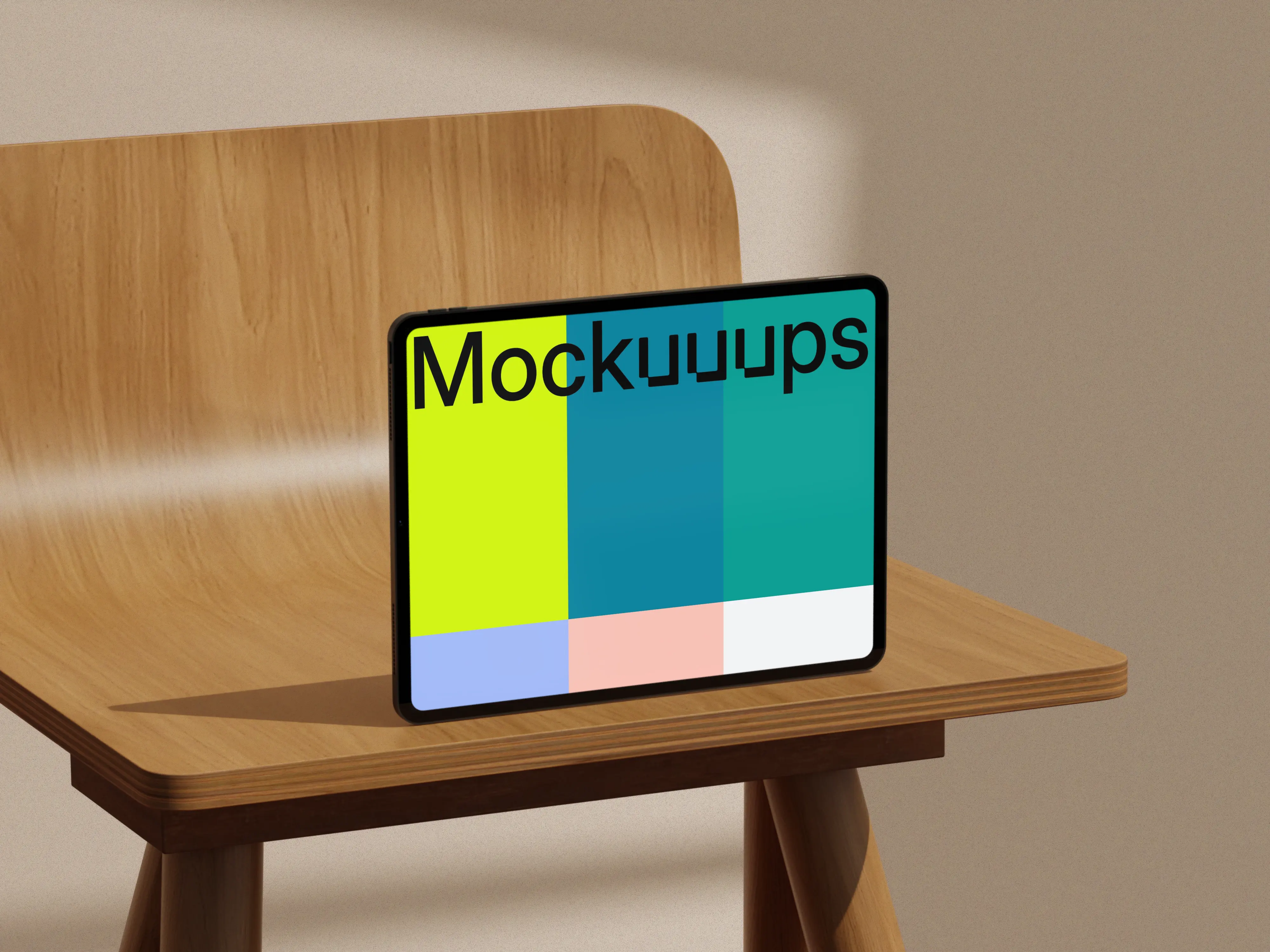iPad Pro mockup on a wooden chair