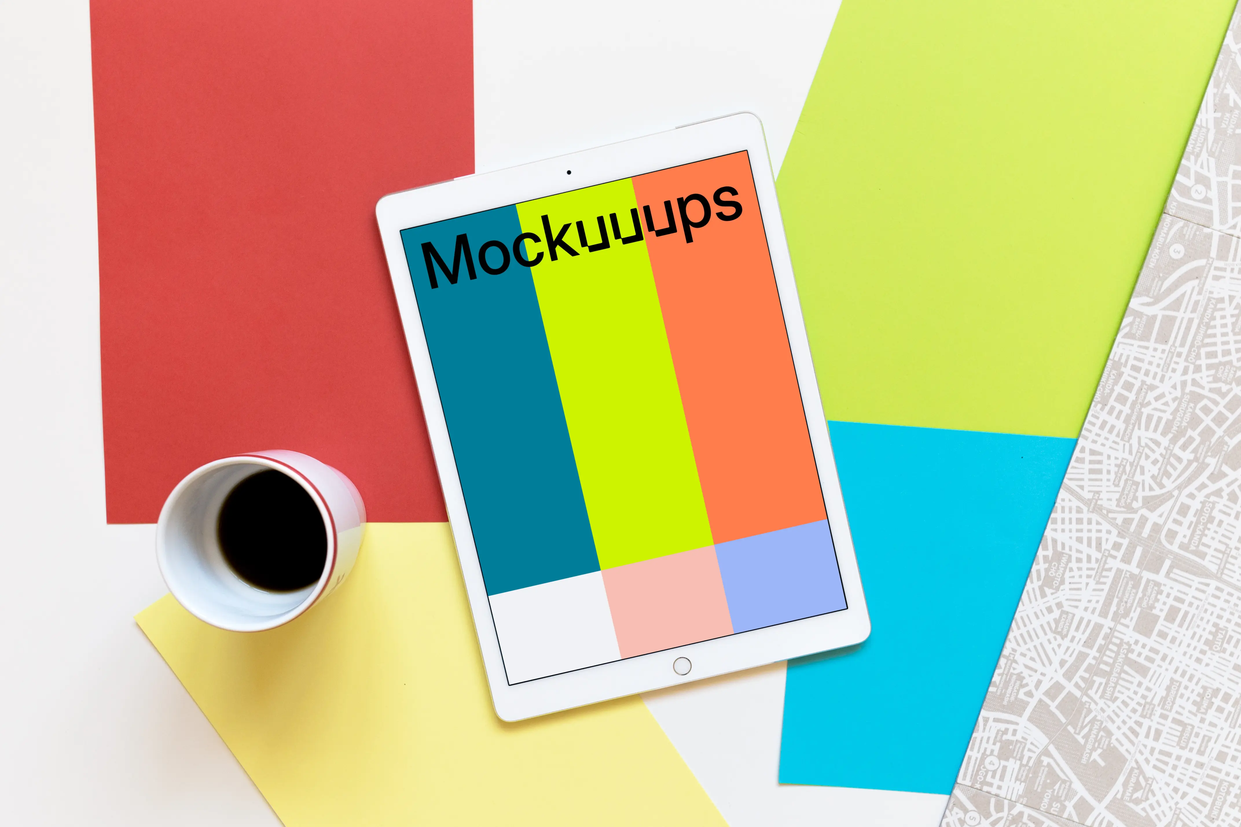 iPad Pro mockup on colorful background