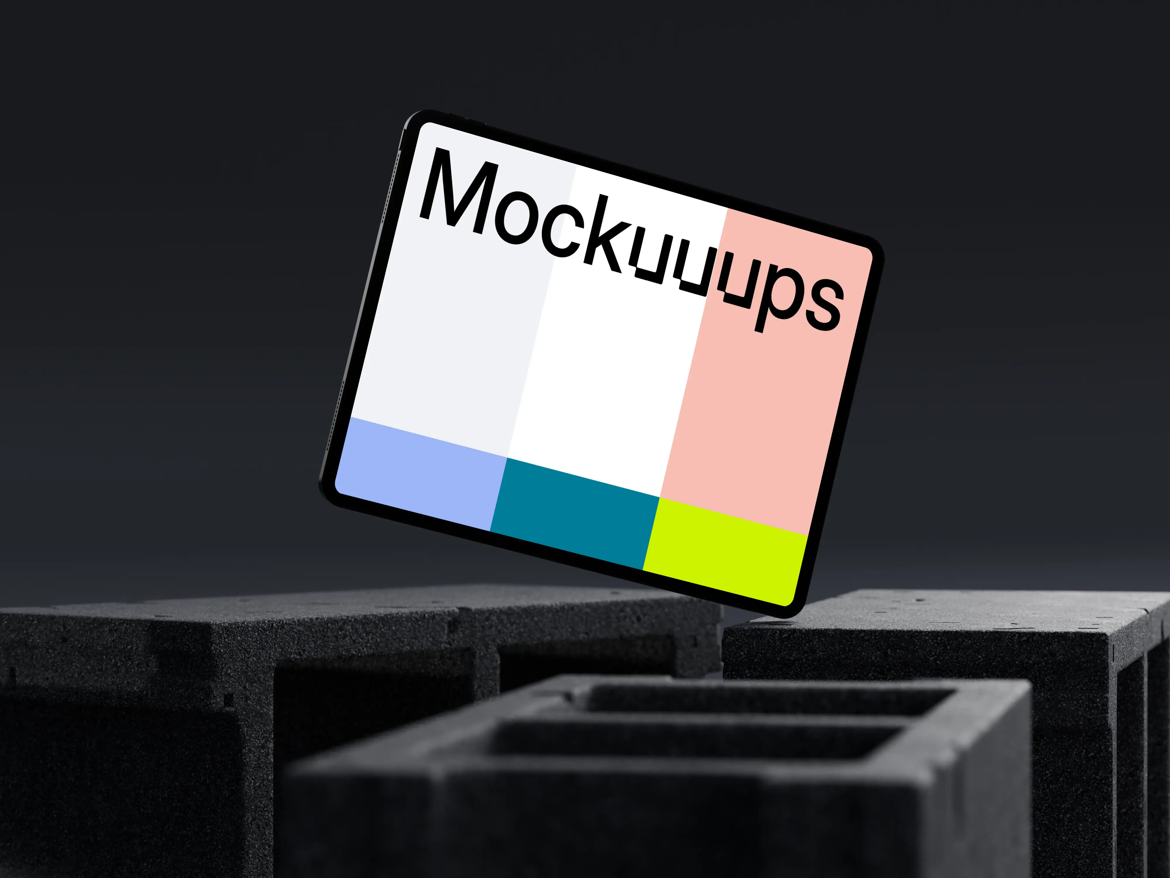 iPad Pro Mockup on Concrete Blocks