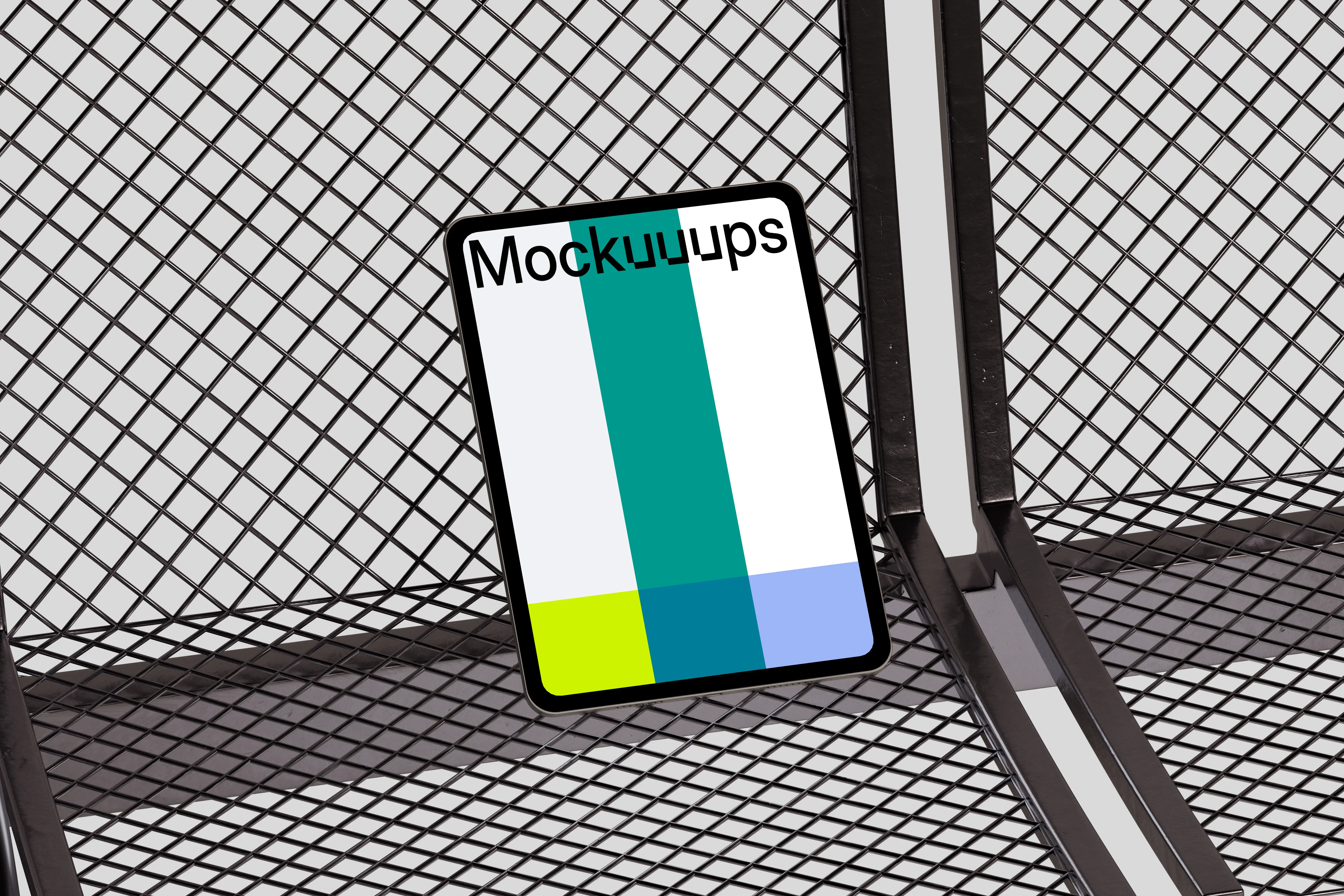 iPad Pro mockup on industrial metal surface