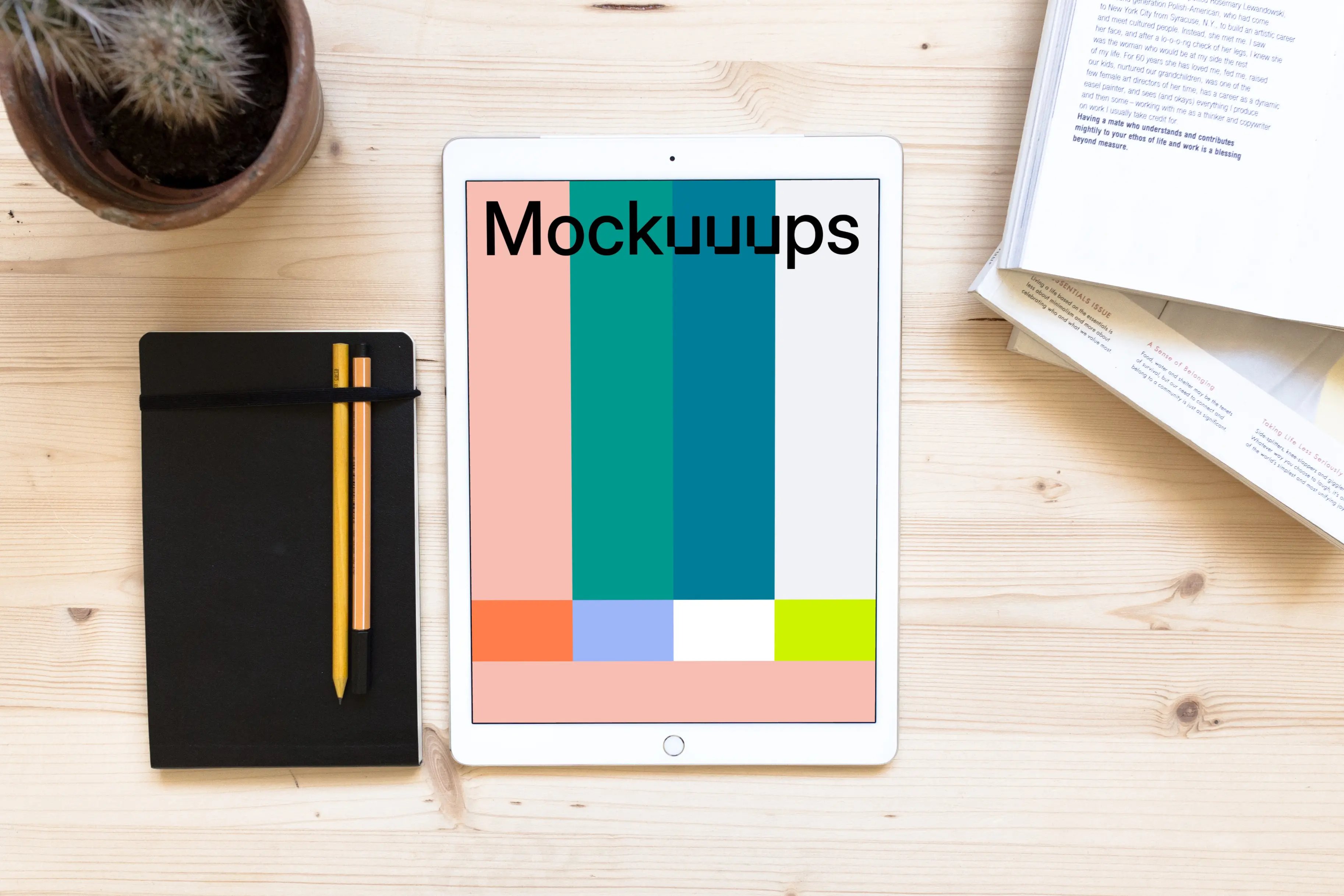 iPad Pro mockup on the wooden desk