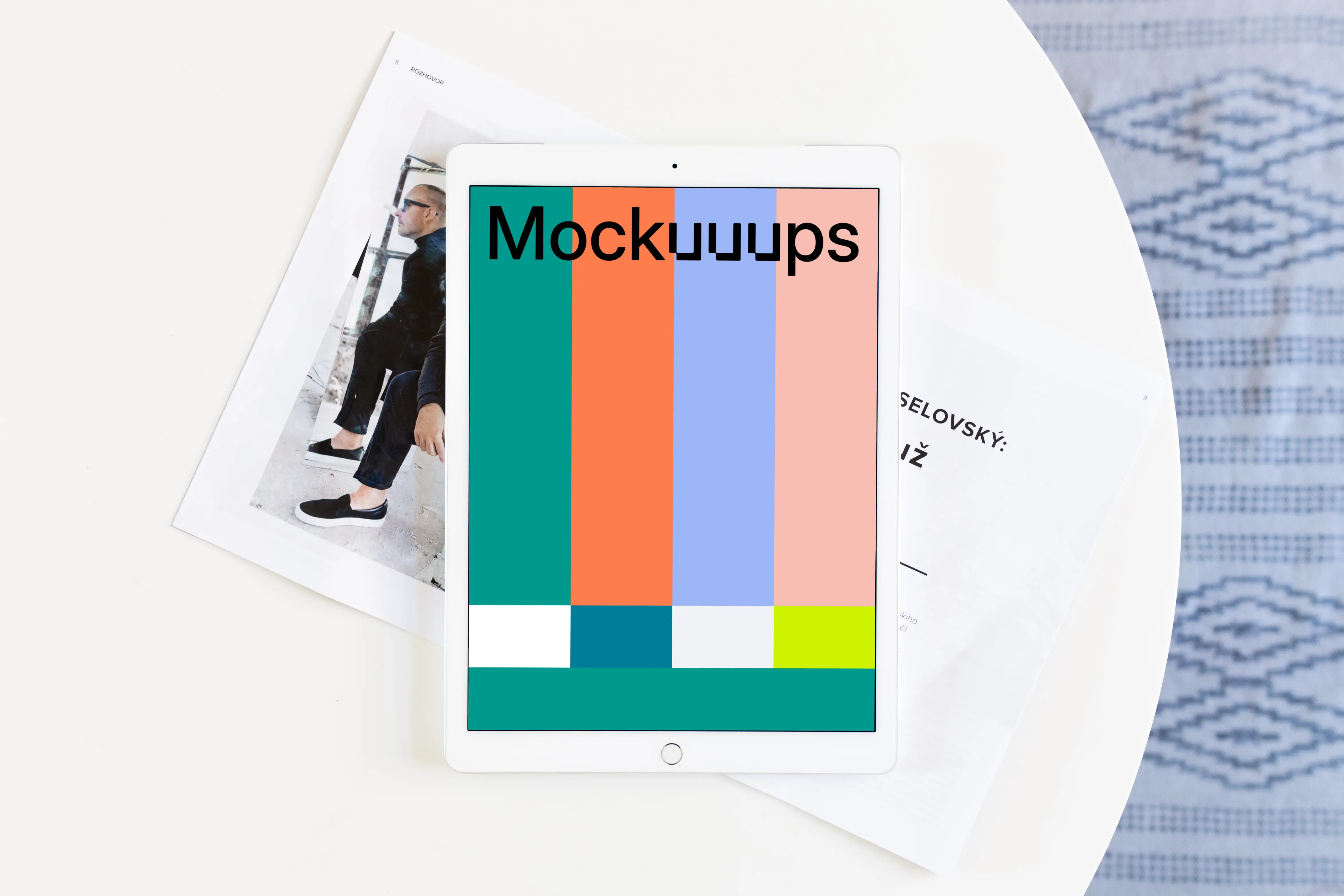 iPad Pro mockup with magazine