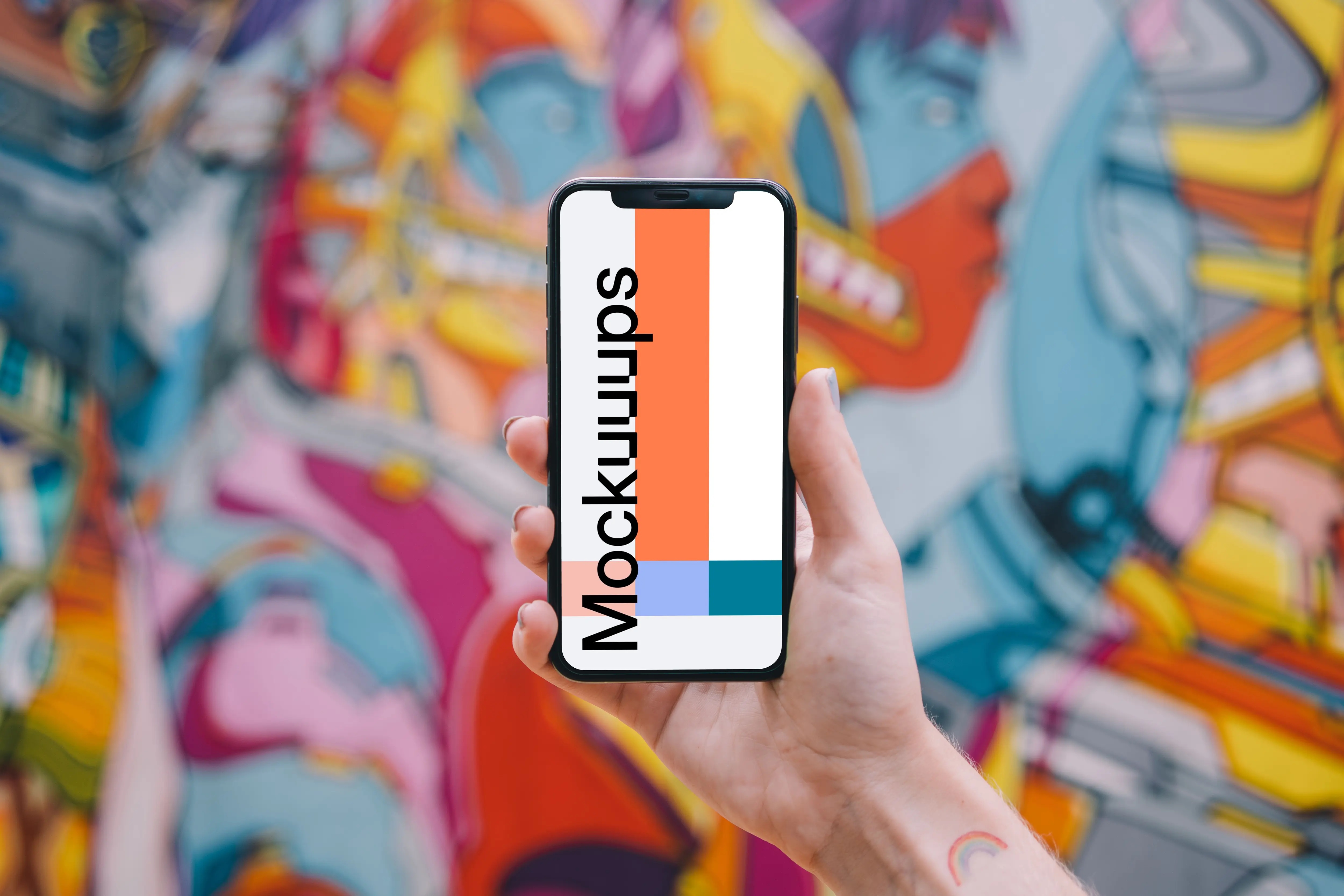 iPhone 12 mockup in a user's hand 