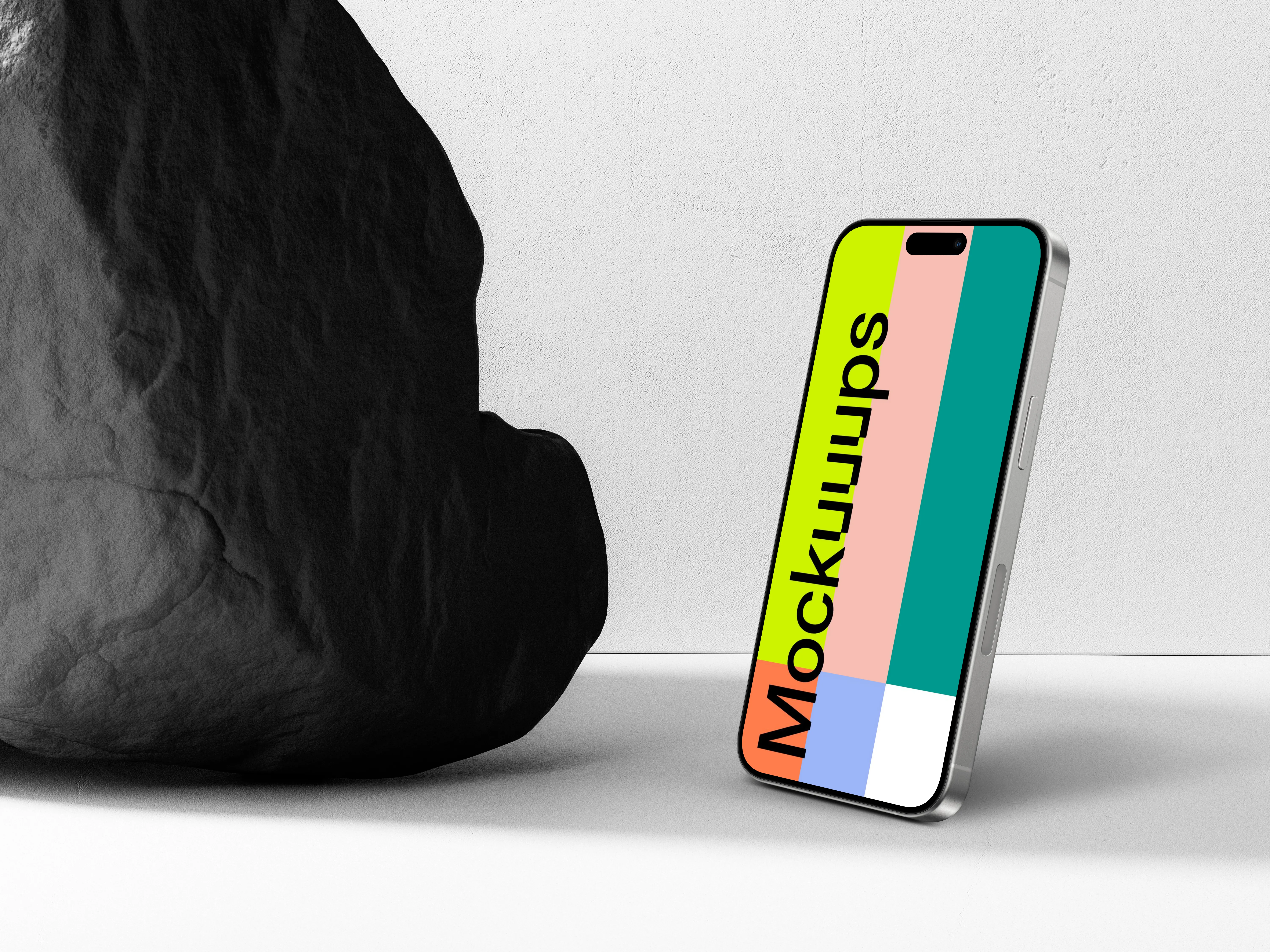 iPhone 15 Pro Rock Mockup