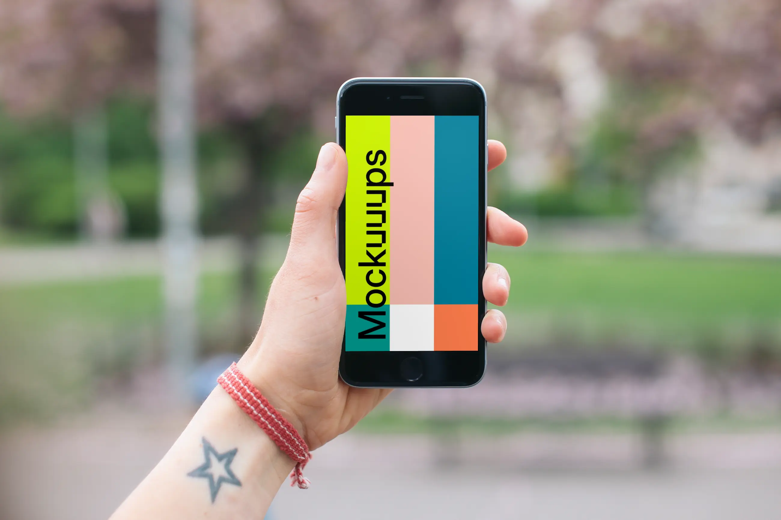 iPhone 6 mockup in garden