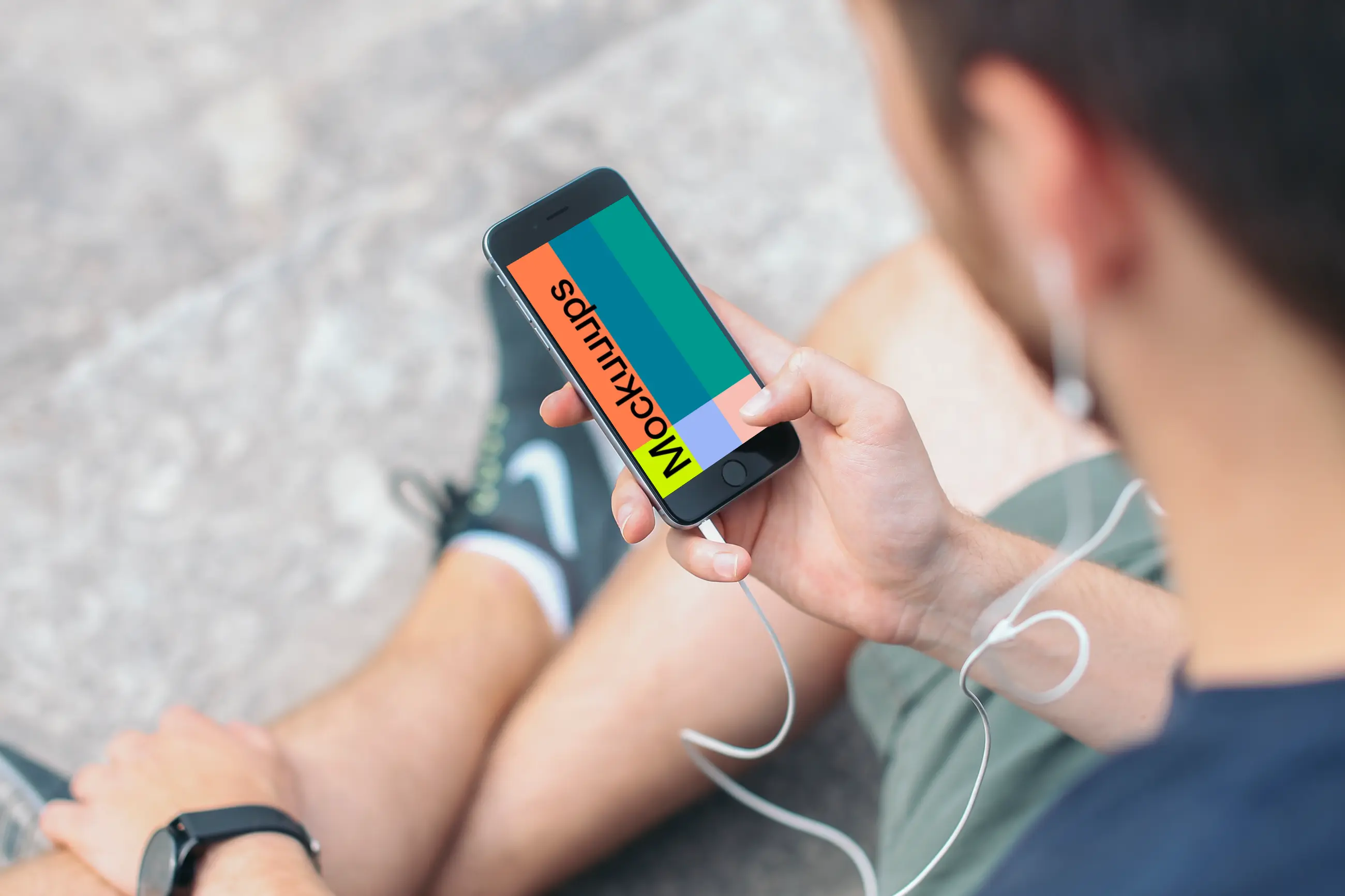 iPhone 6 mockup Space Gray with Headphones