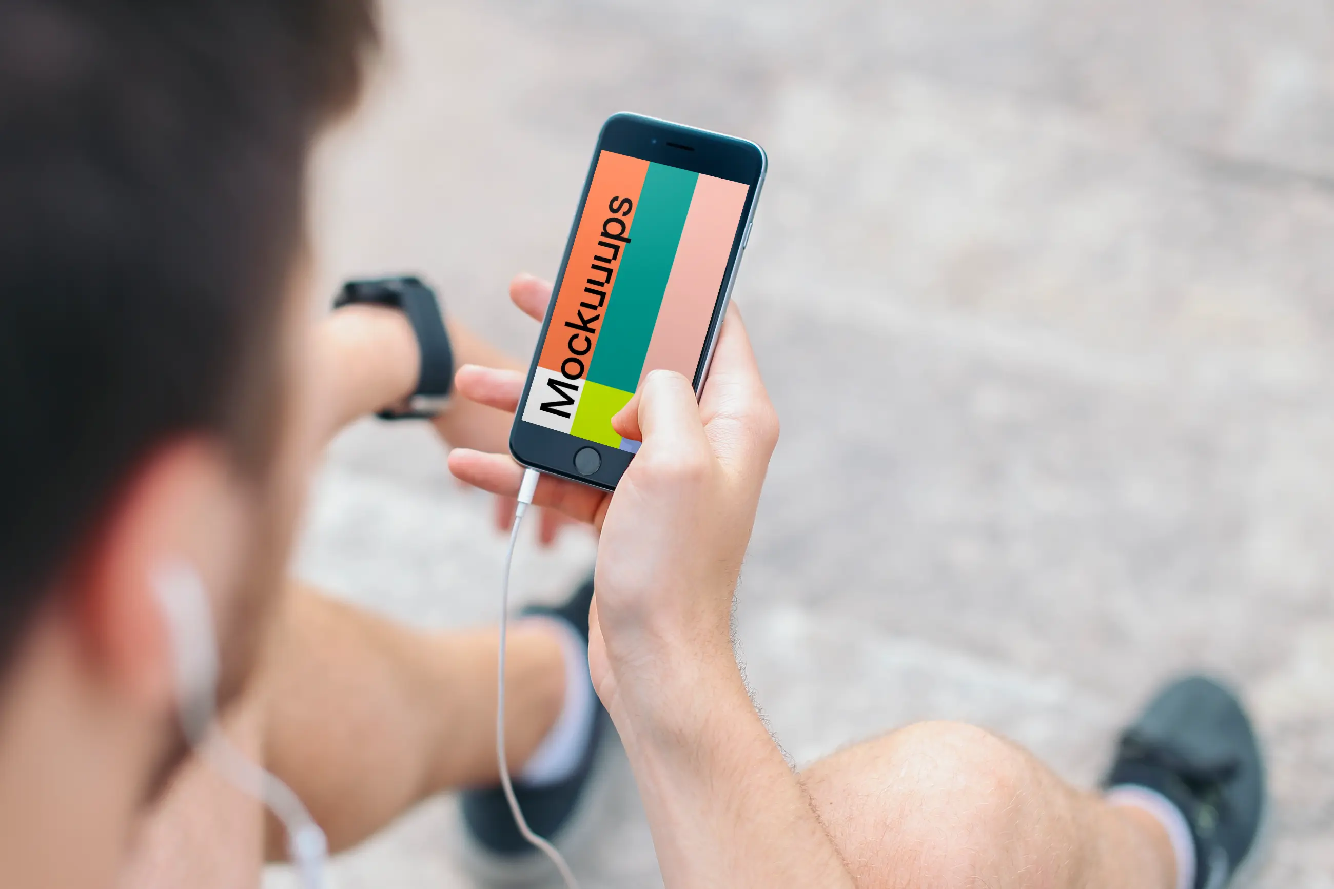 iPhone 6 mockup with Headphones