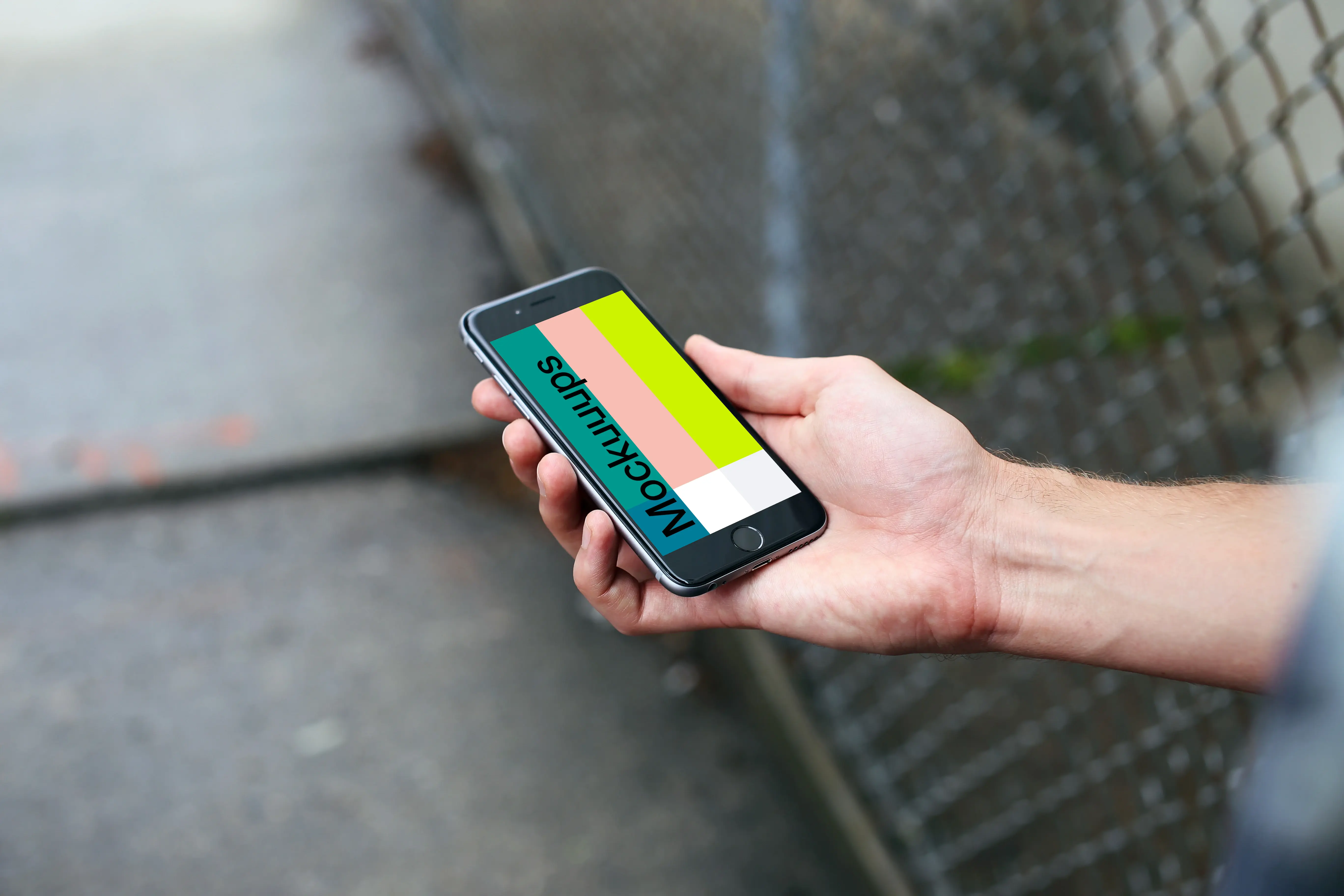 iPhone 6s mockup on a Street after rain