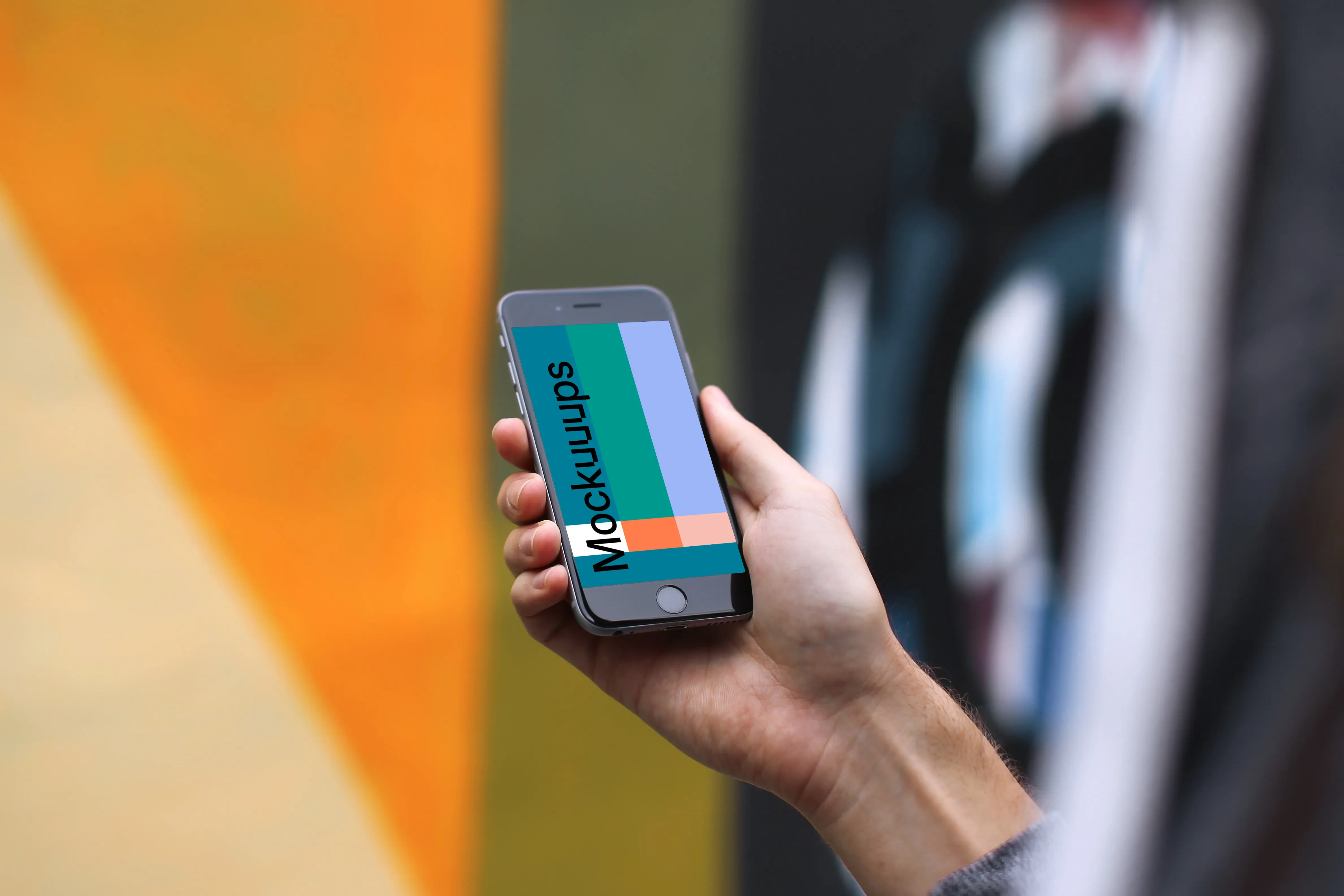 iPhone 6s mockup with graffiti background