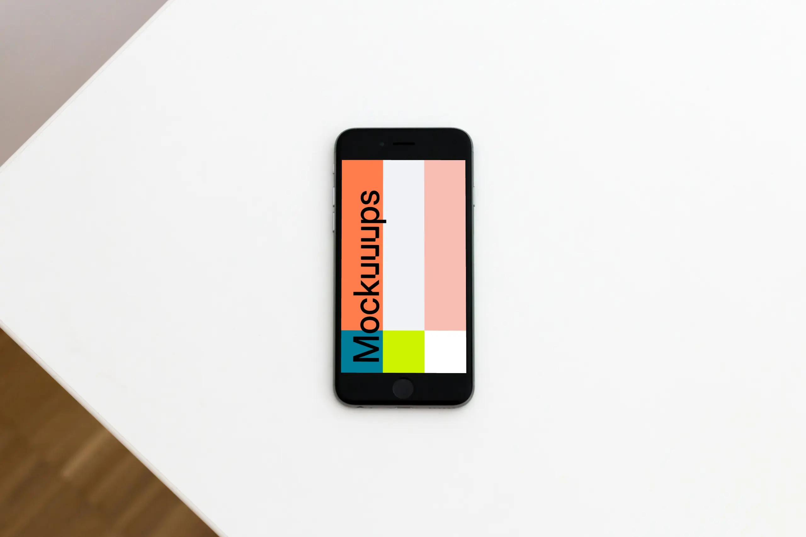 iPhone 6s Space Gray mockup  on white office desk