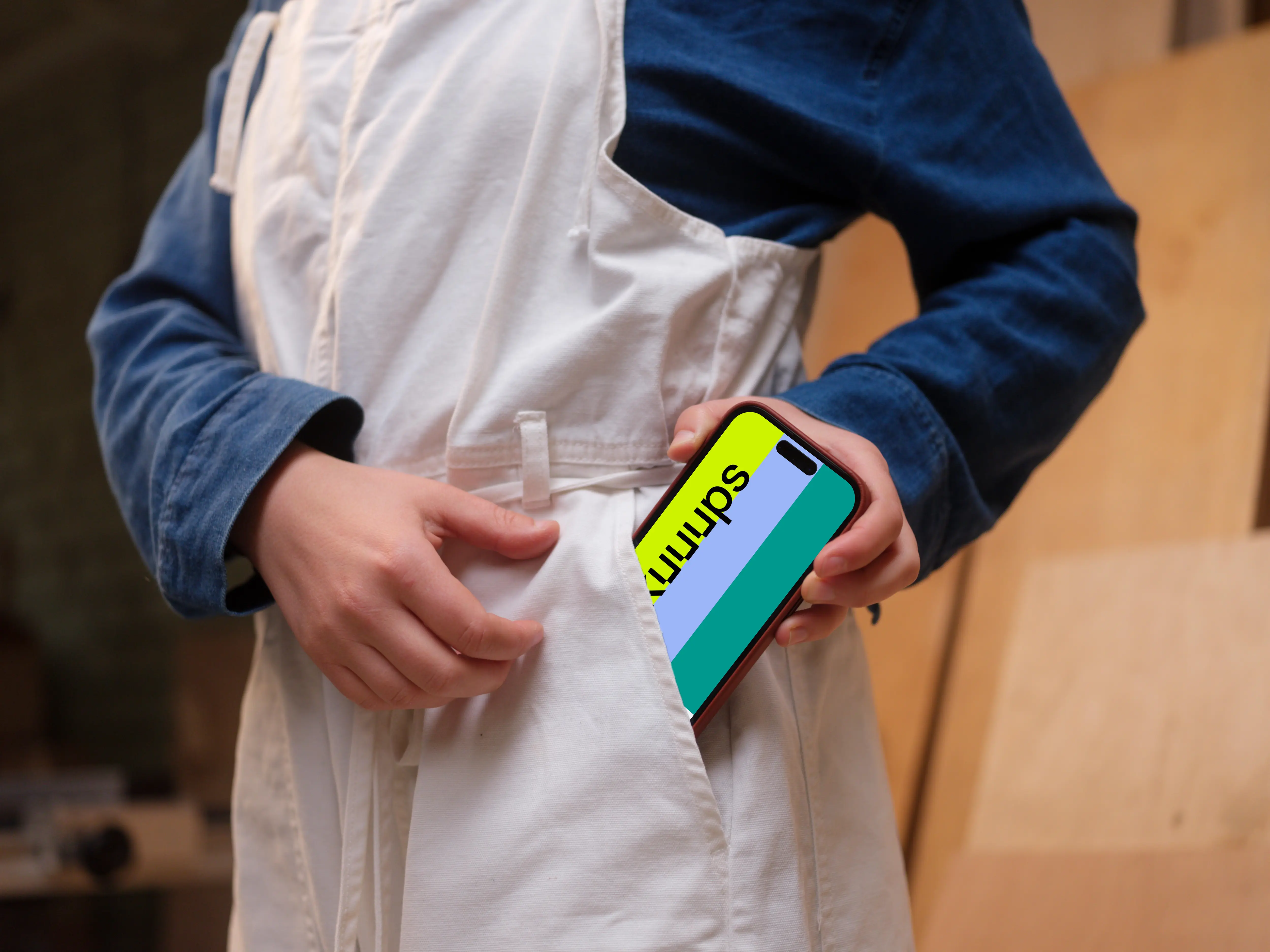 iPhone mockup in workshop