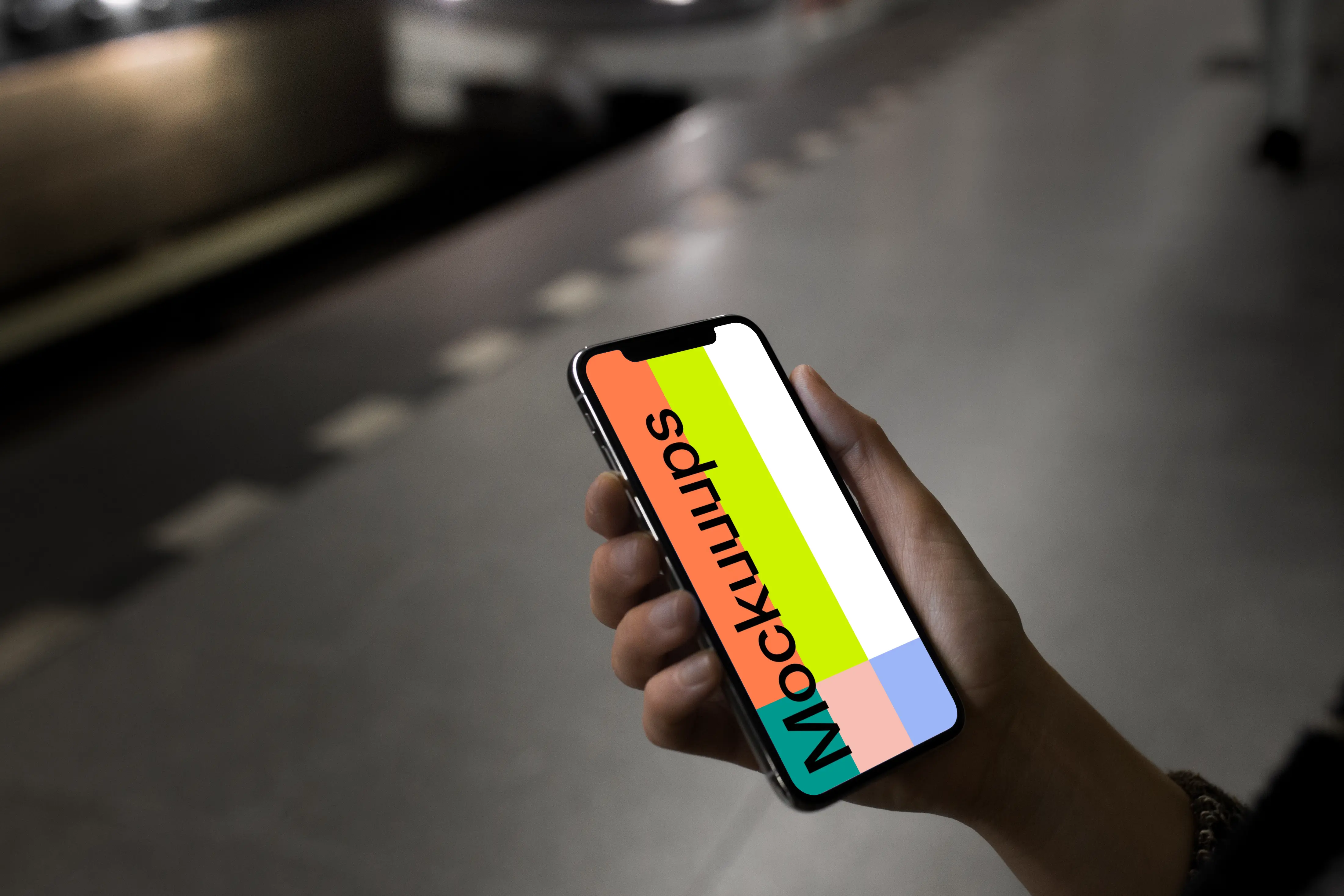 iPhone X mockup in the underground
