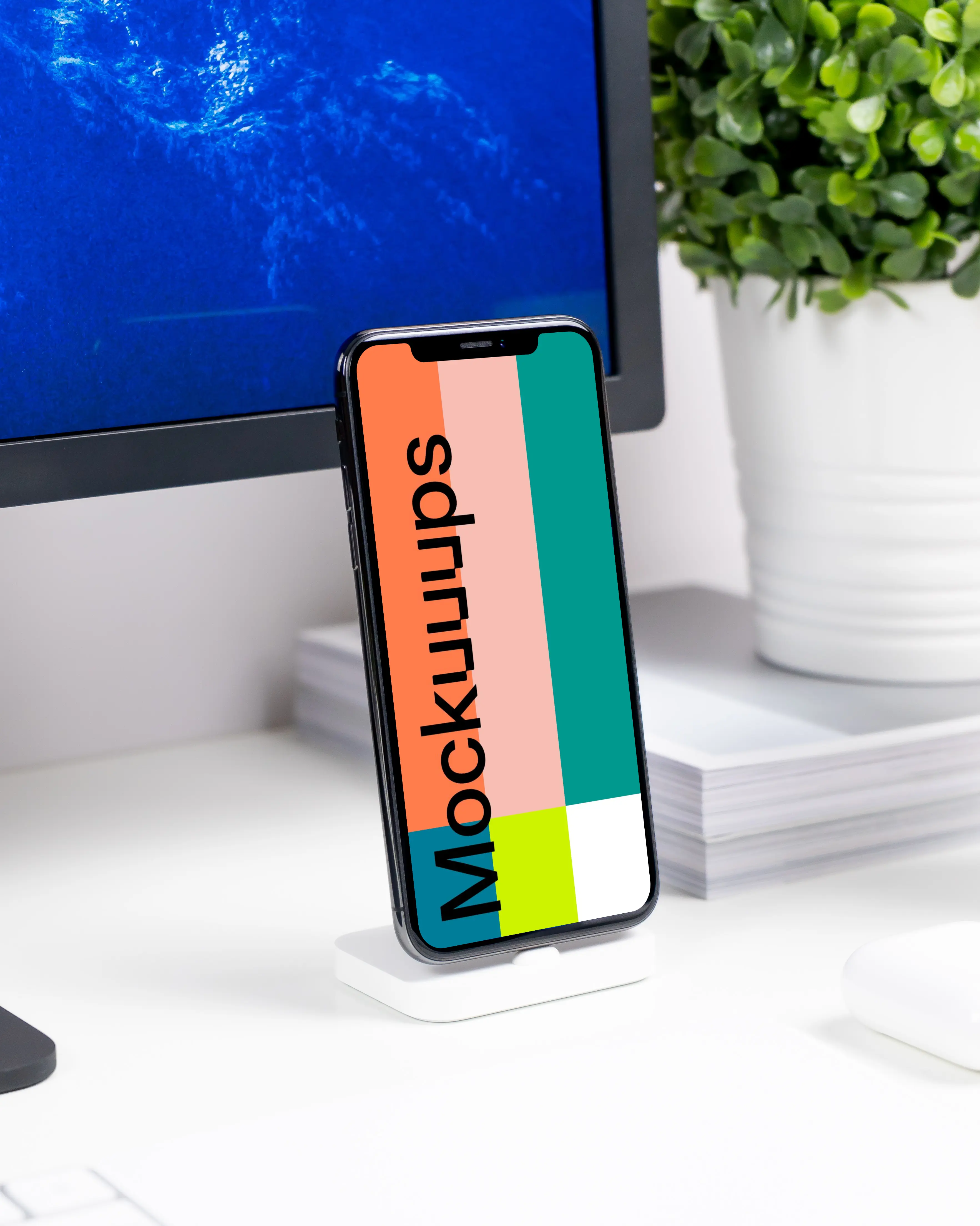 iPhone XS mockup at lighting dock