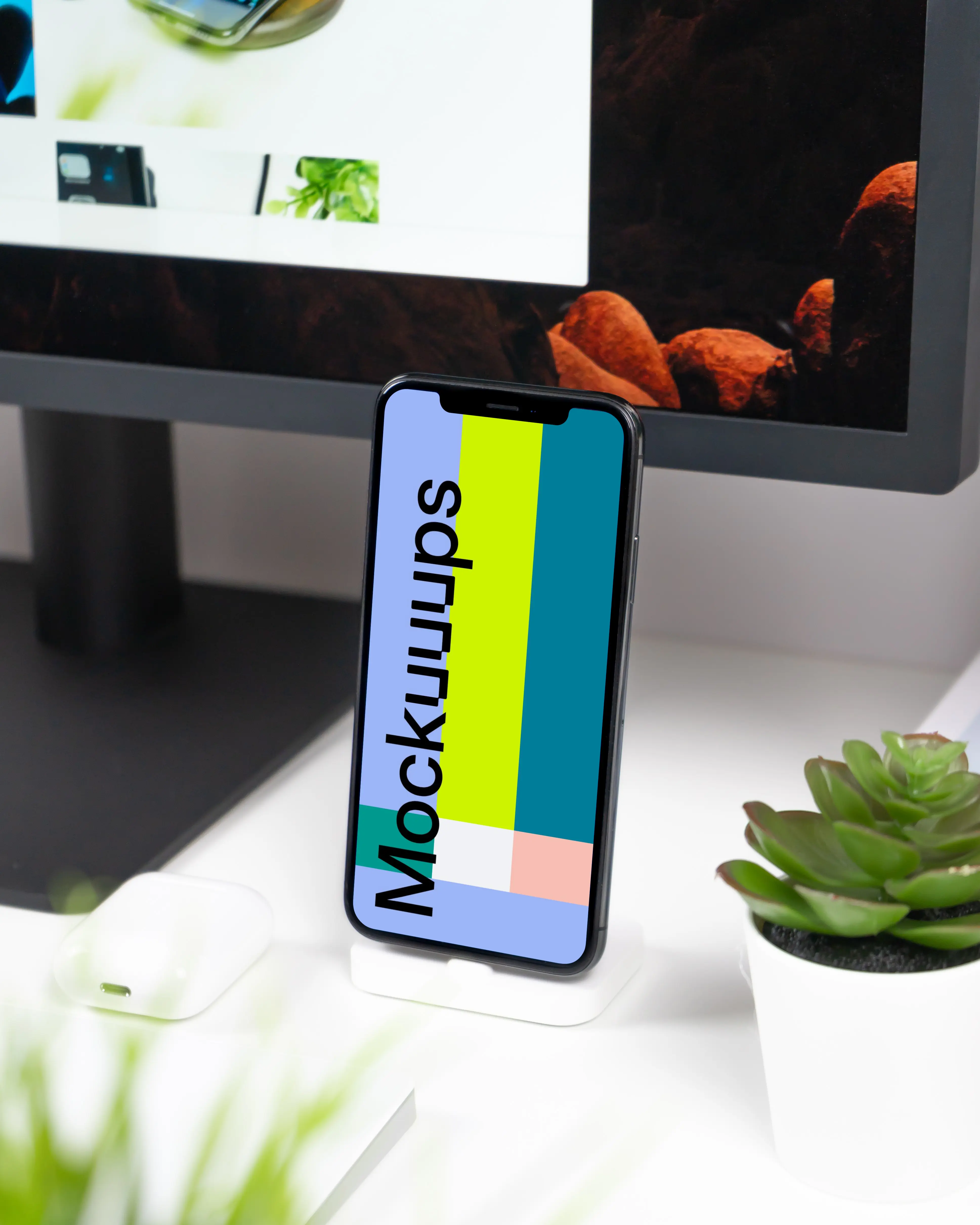 iPhone XS mockup in front of the display