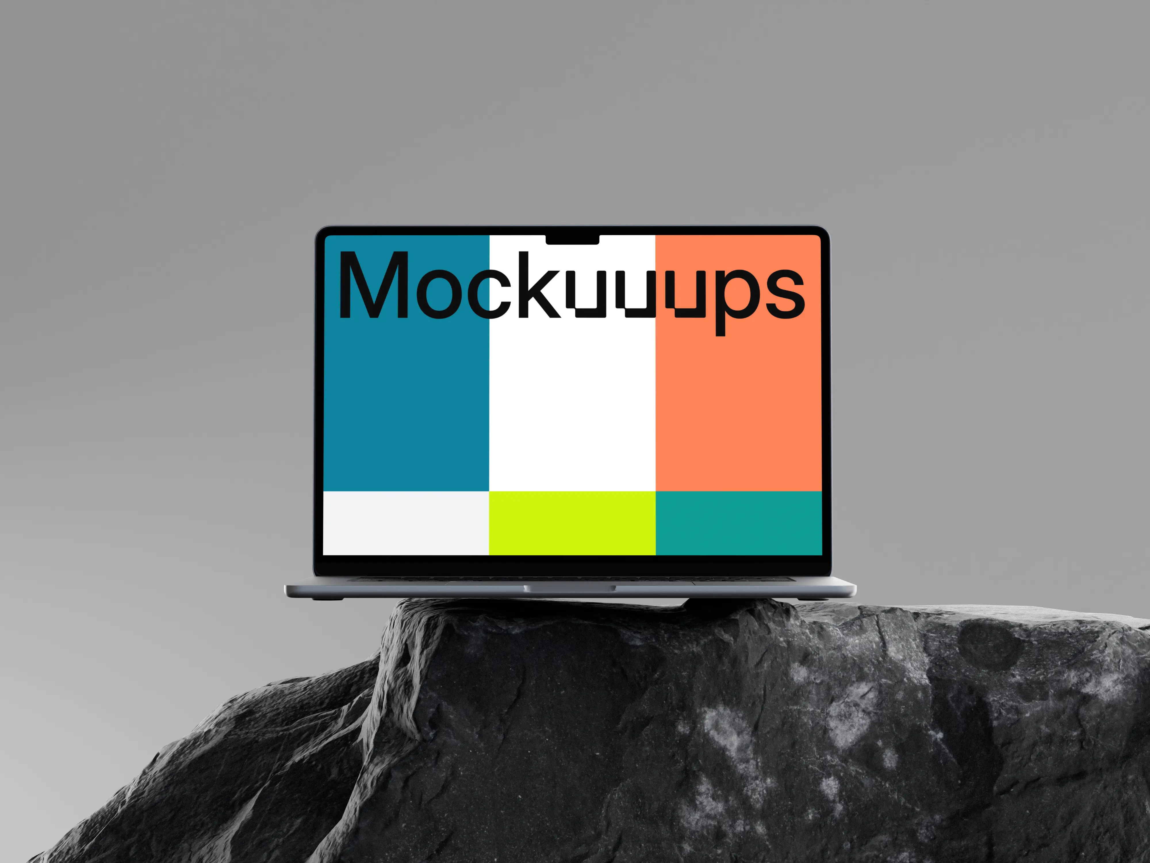 MacBook Air 15" mockup on a natural rock surface