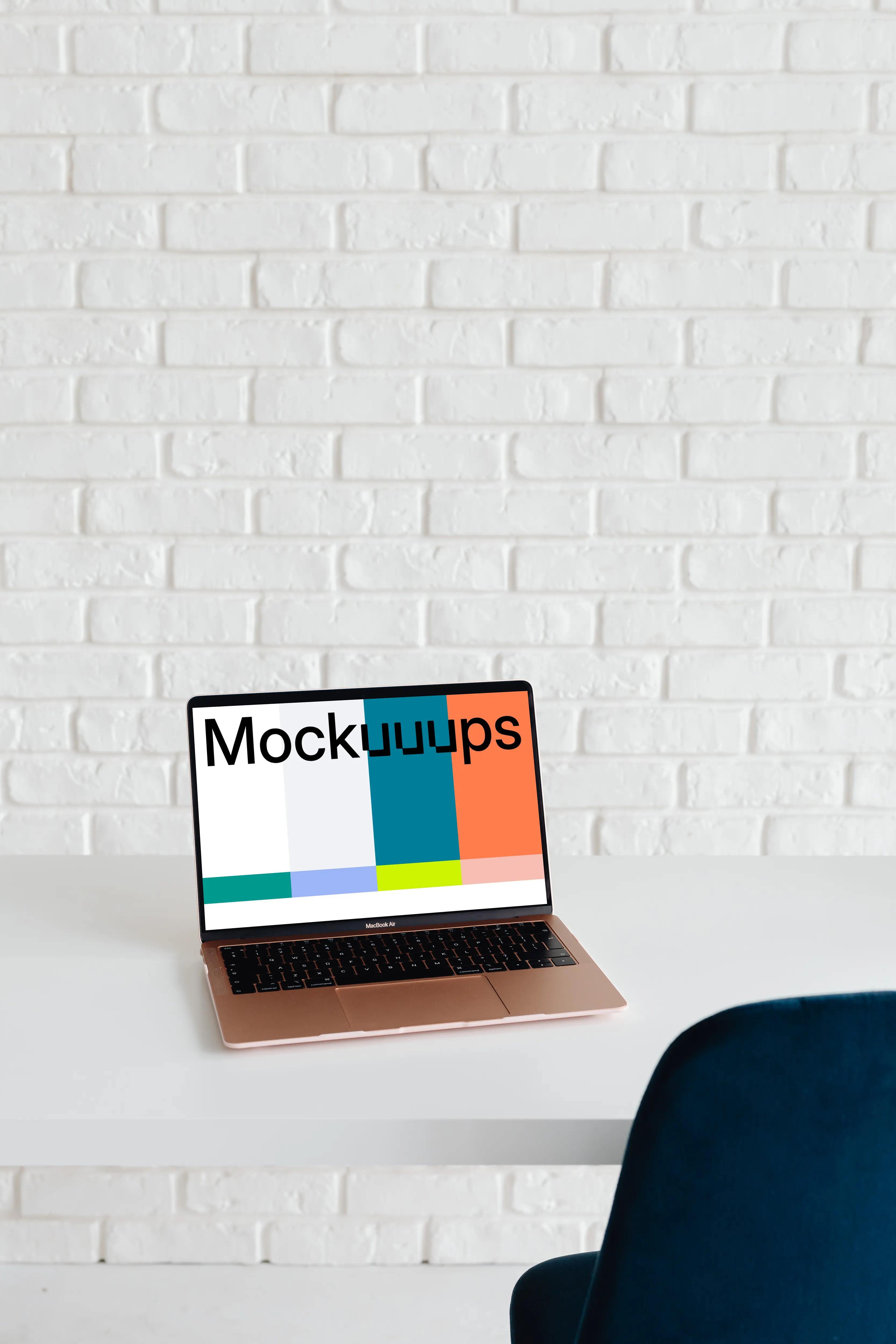  MacBook Air mockup on a table with a white background