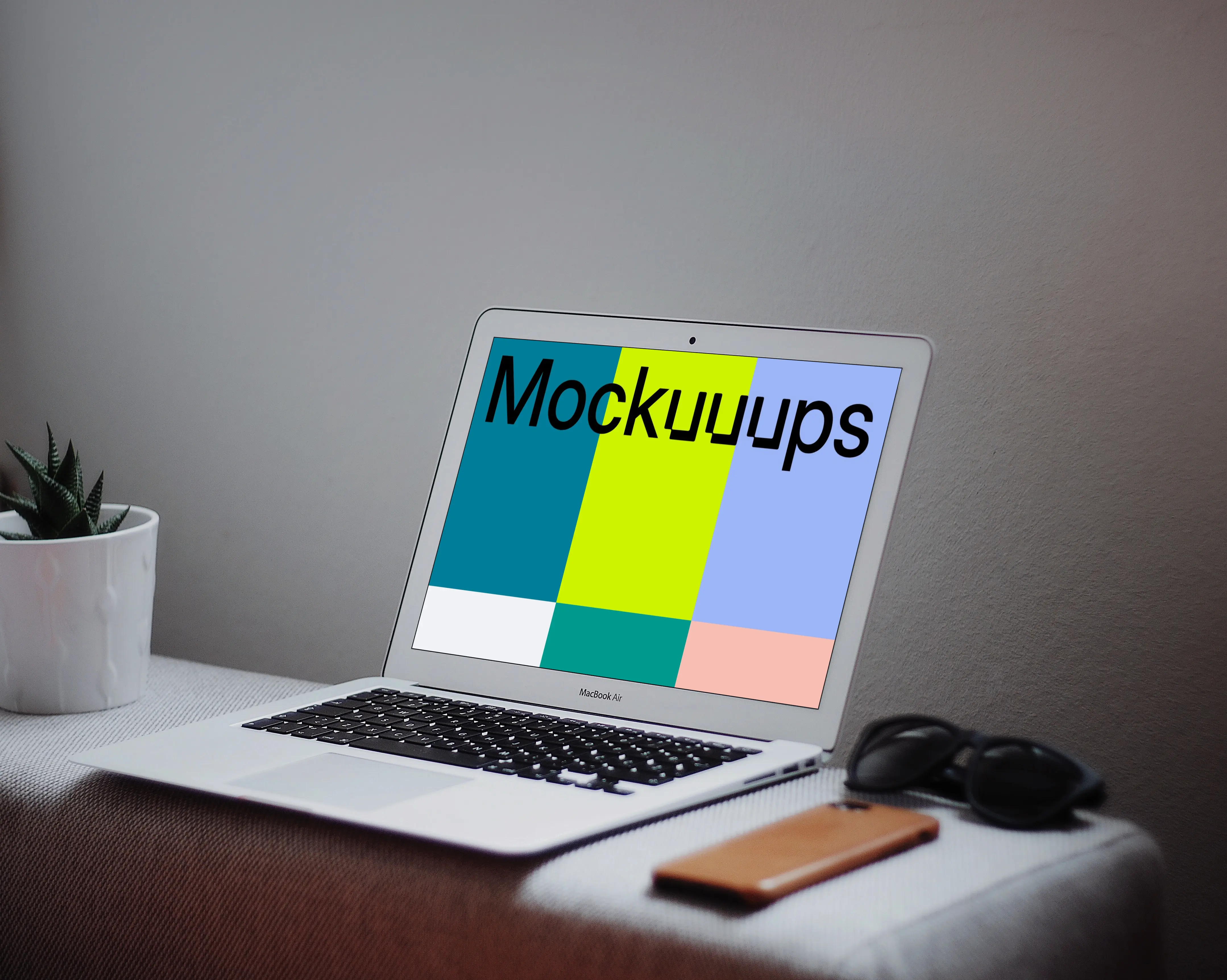 Macbook Air mockup with decent gray background