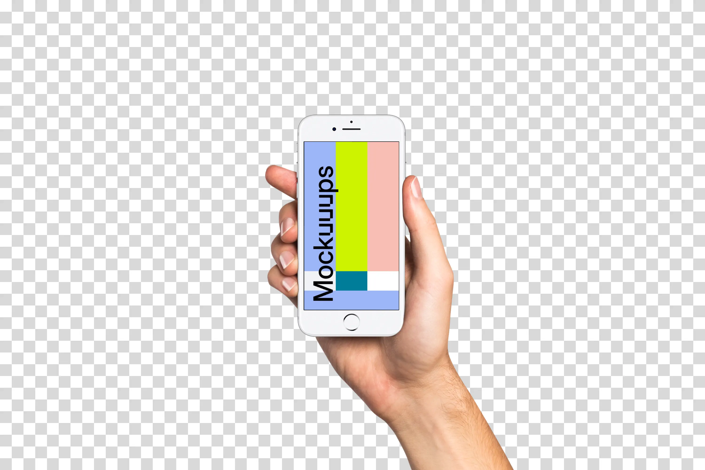 Man holding iPhone 7 Silver mockup (White skin)