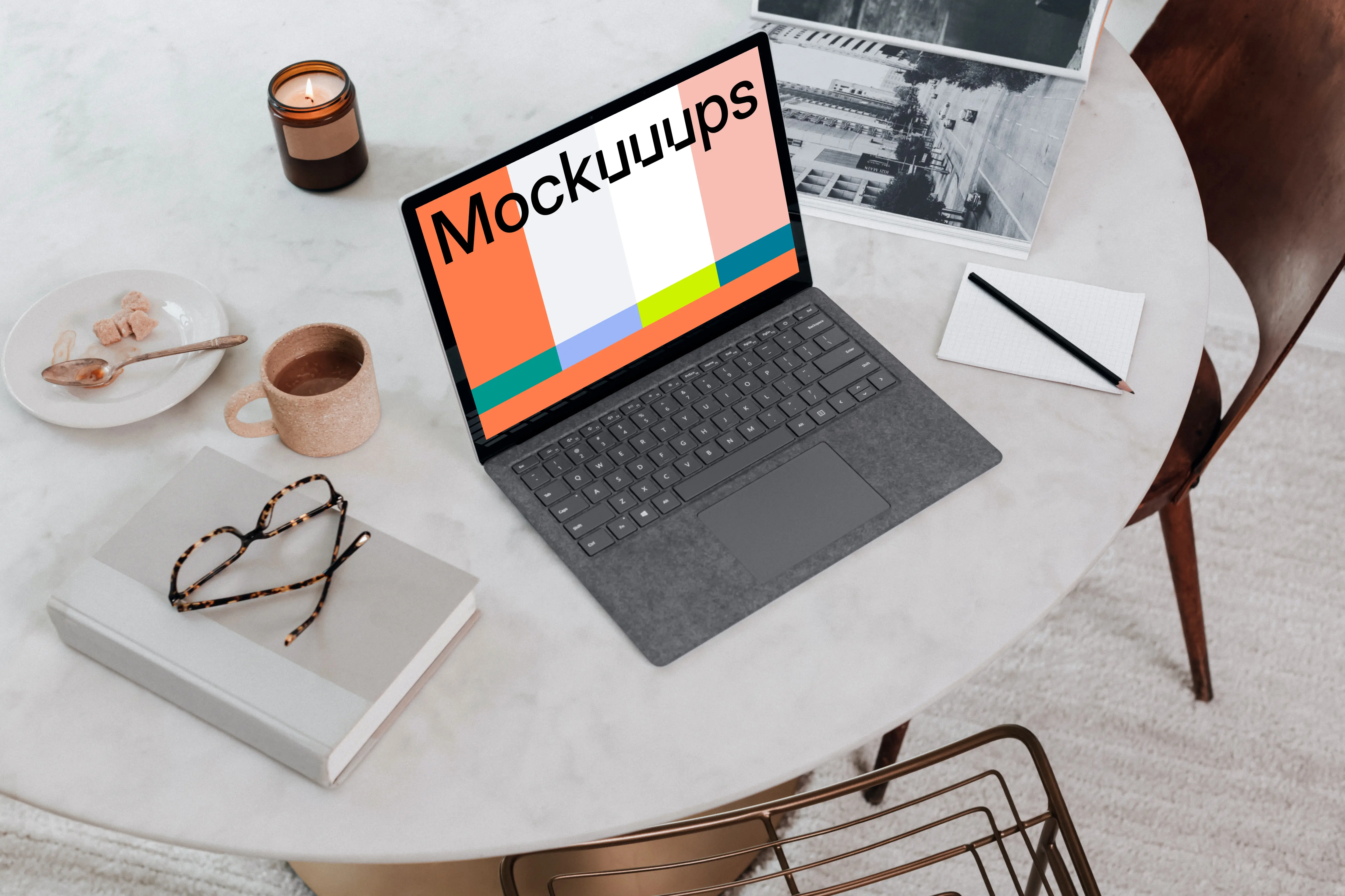 Microsoft Surface Laptop mockup on the table