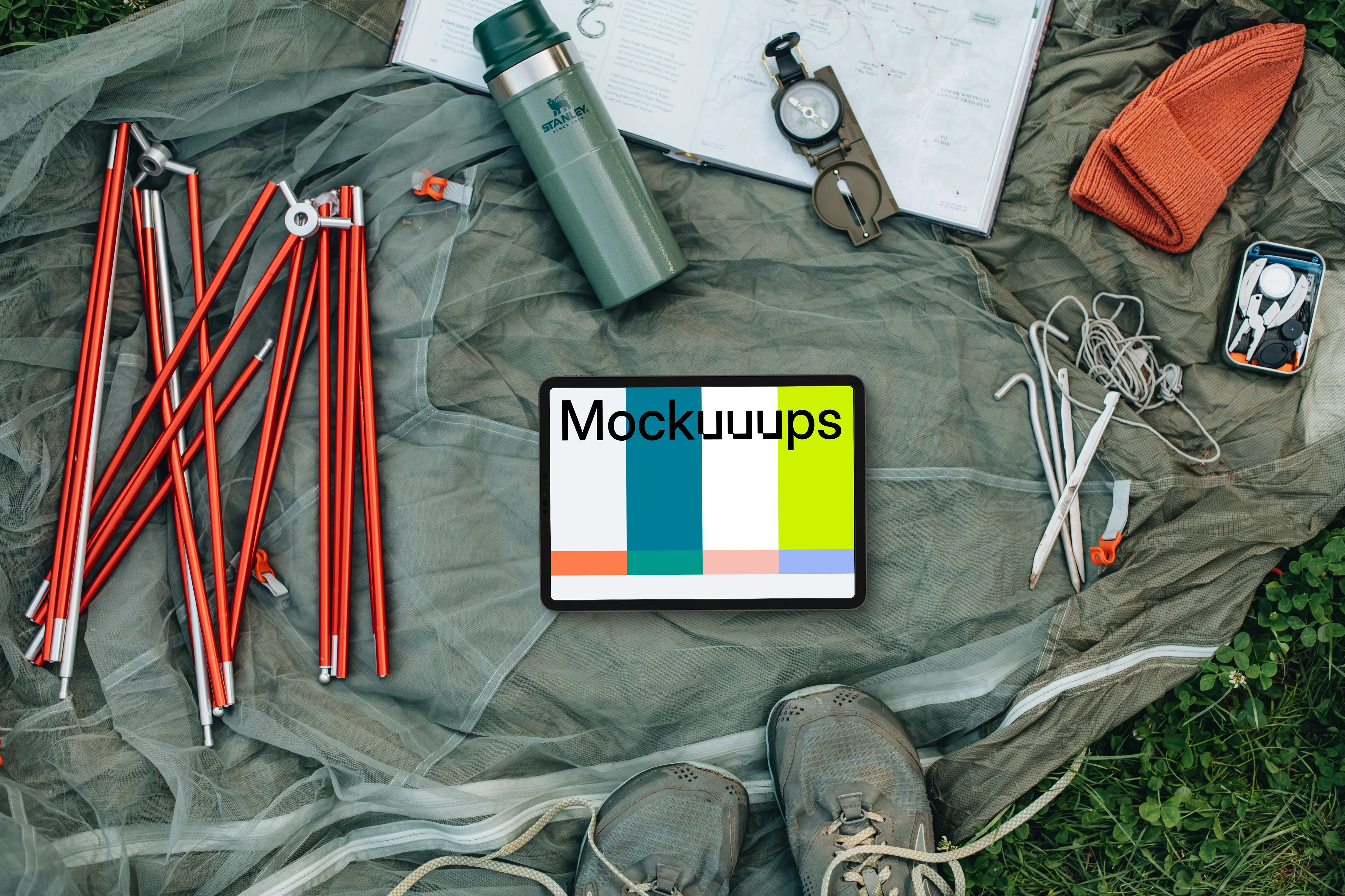 Outdoor adventure tablet mockup