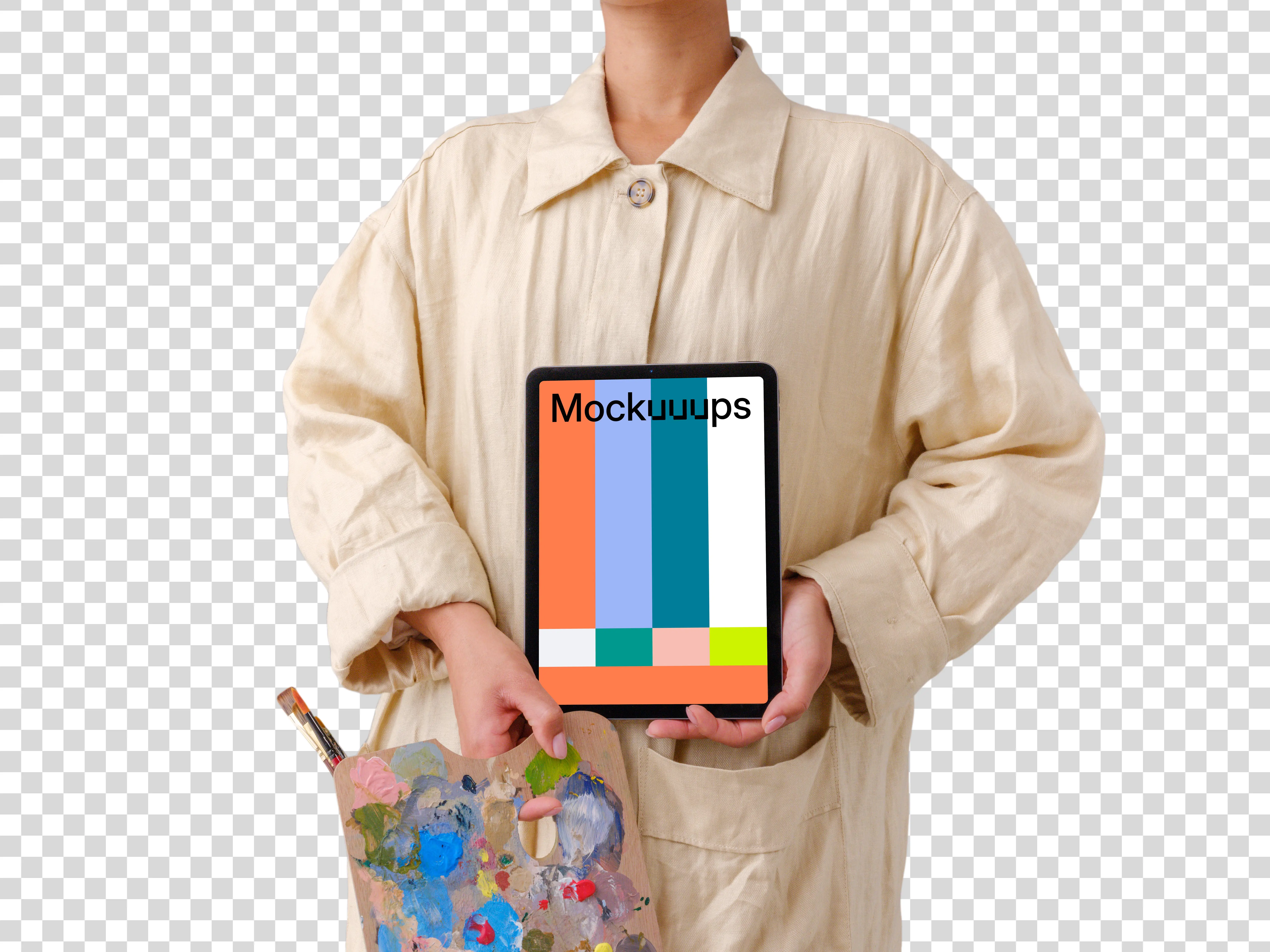Painter, iPad mockup and palette with colors