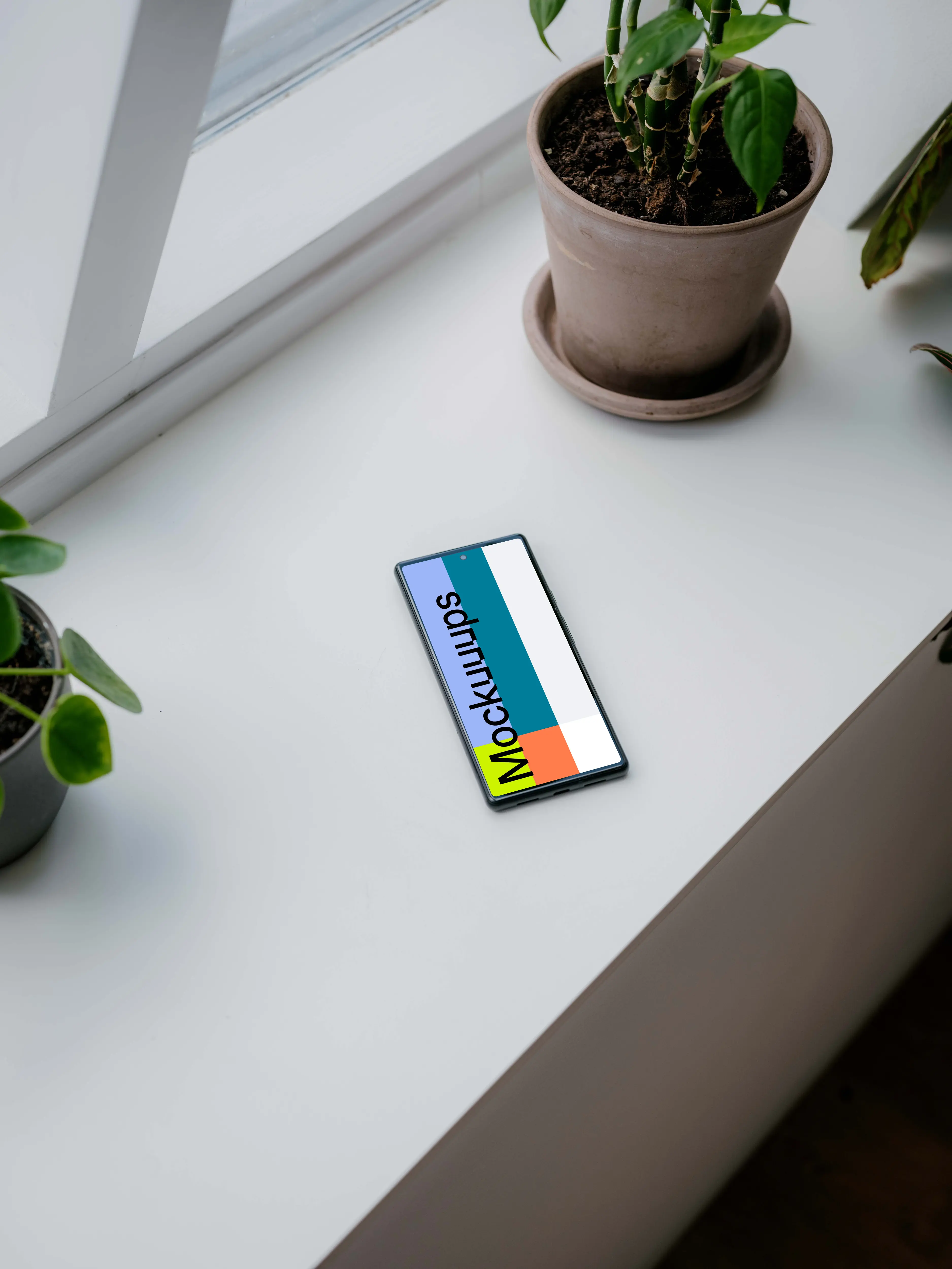 Pixel 6 mockup placed by a window