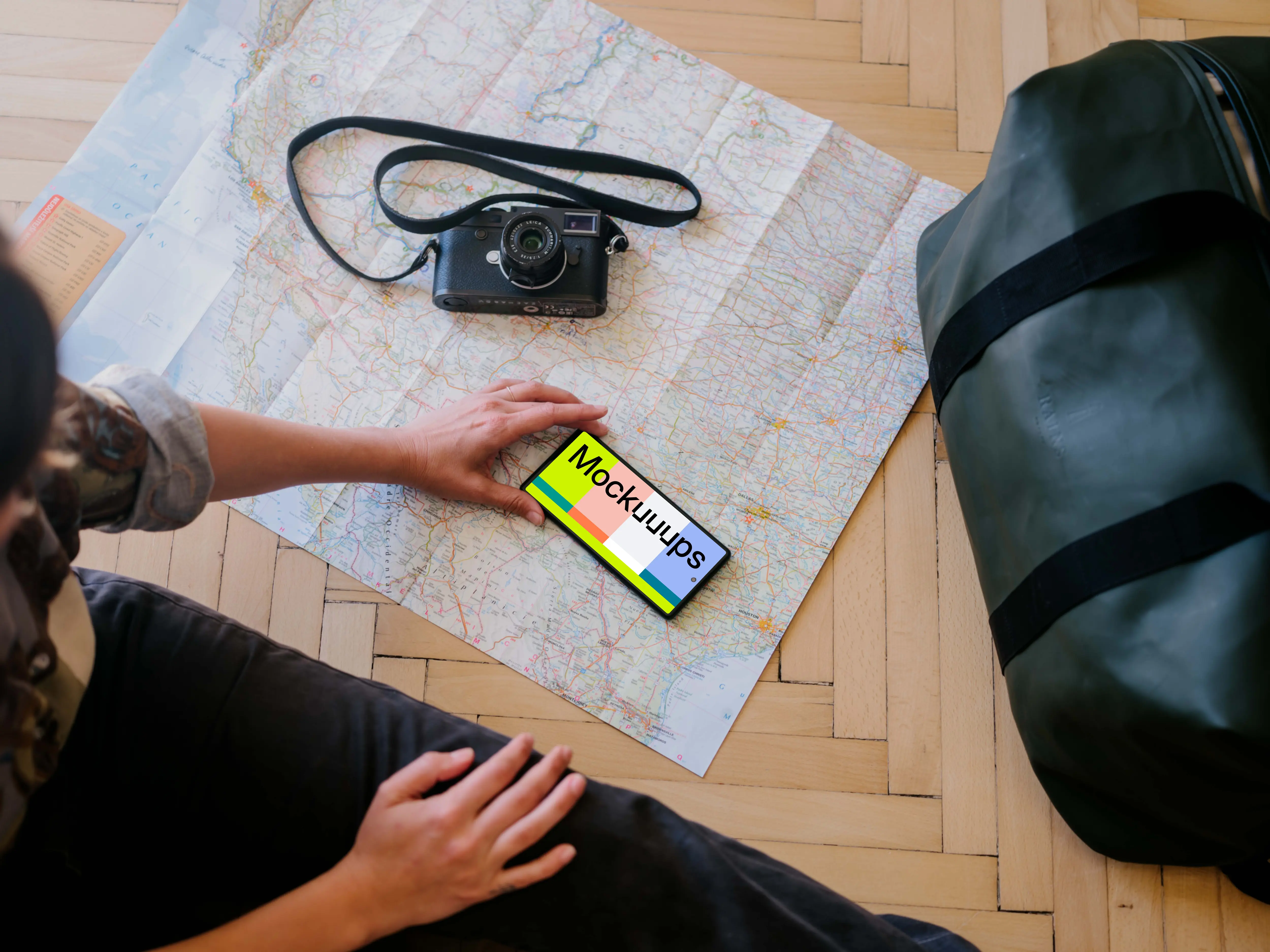 Planning a trip on a smartphone mockup