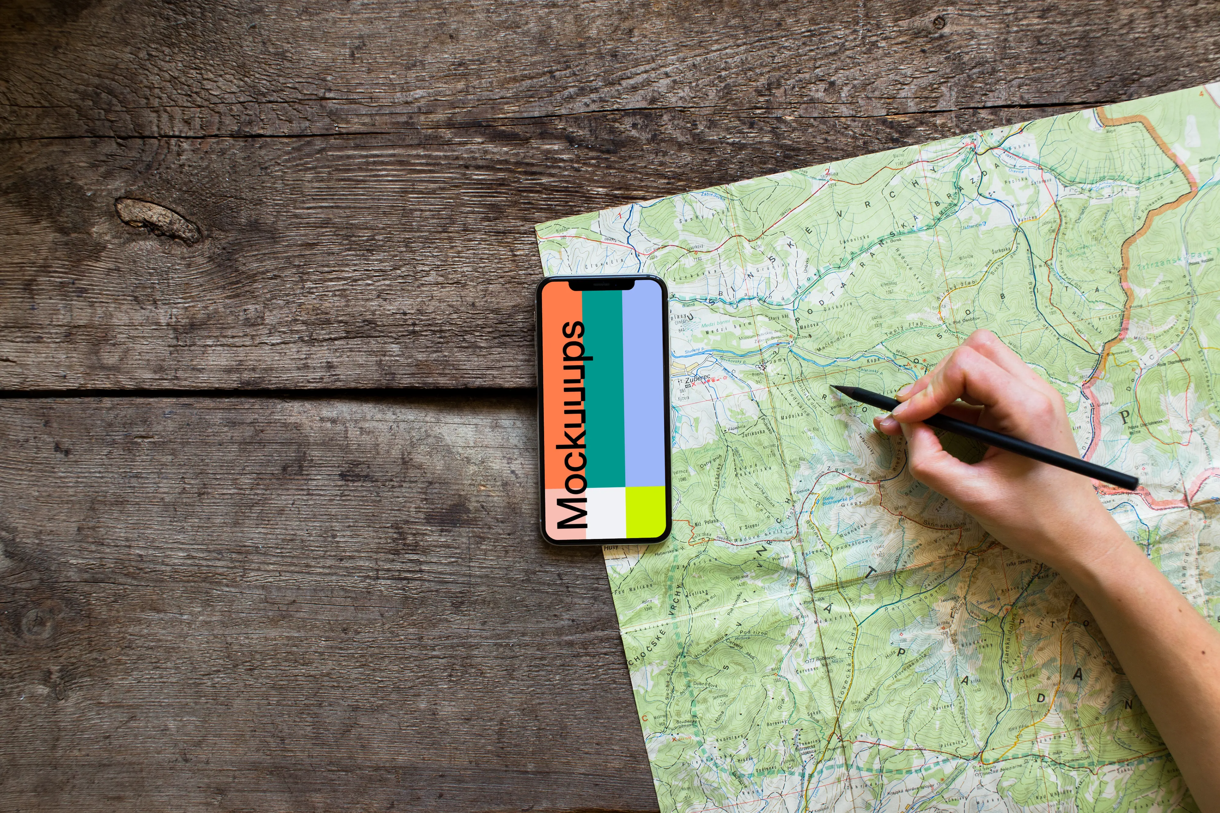 Planning a trip with iPhone XS mockup