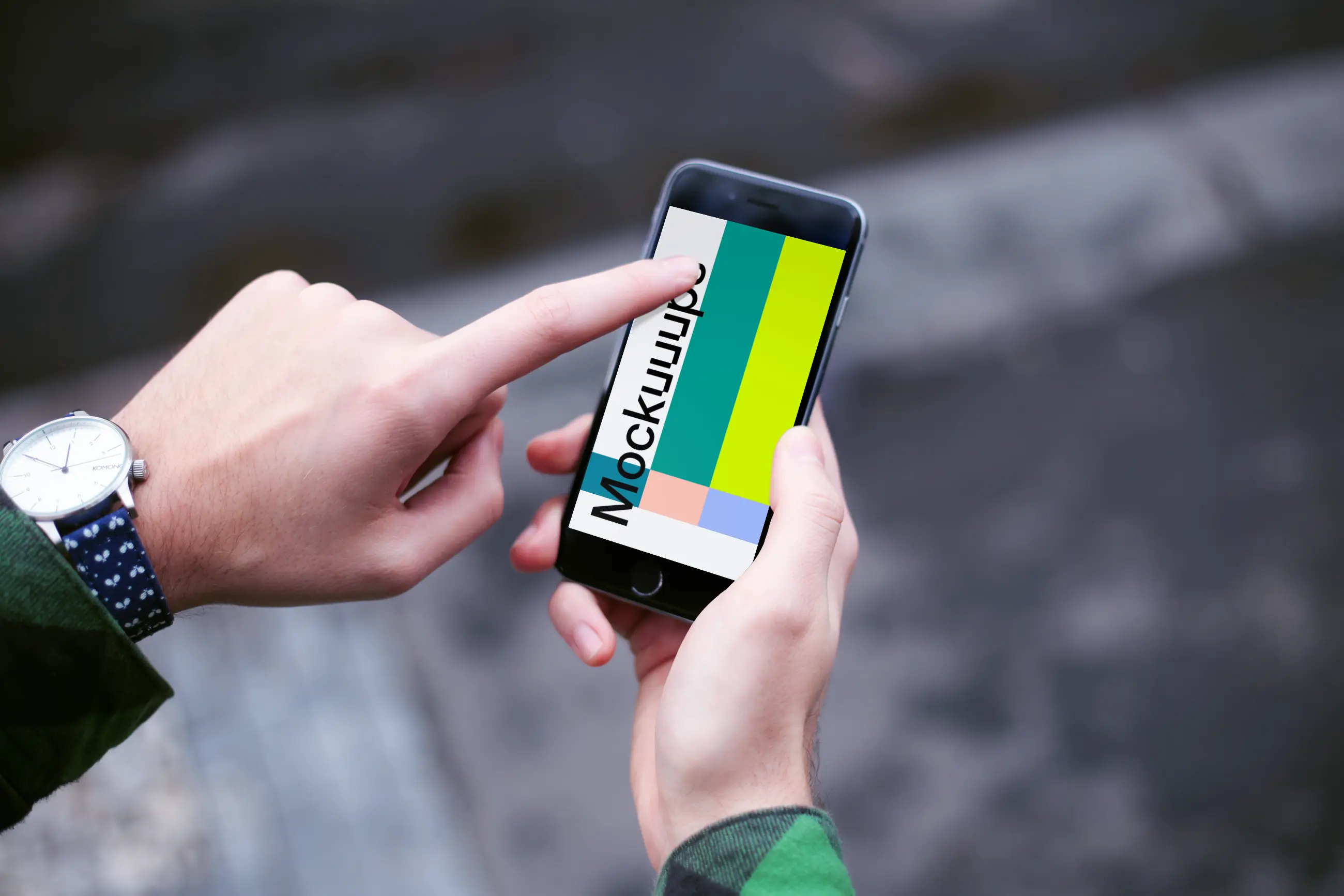 Pointing on iPhone 6 mockup screen