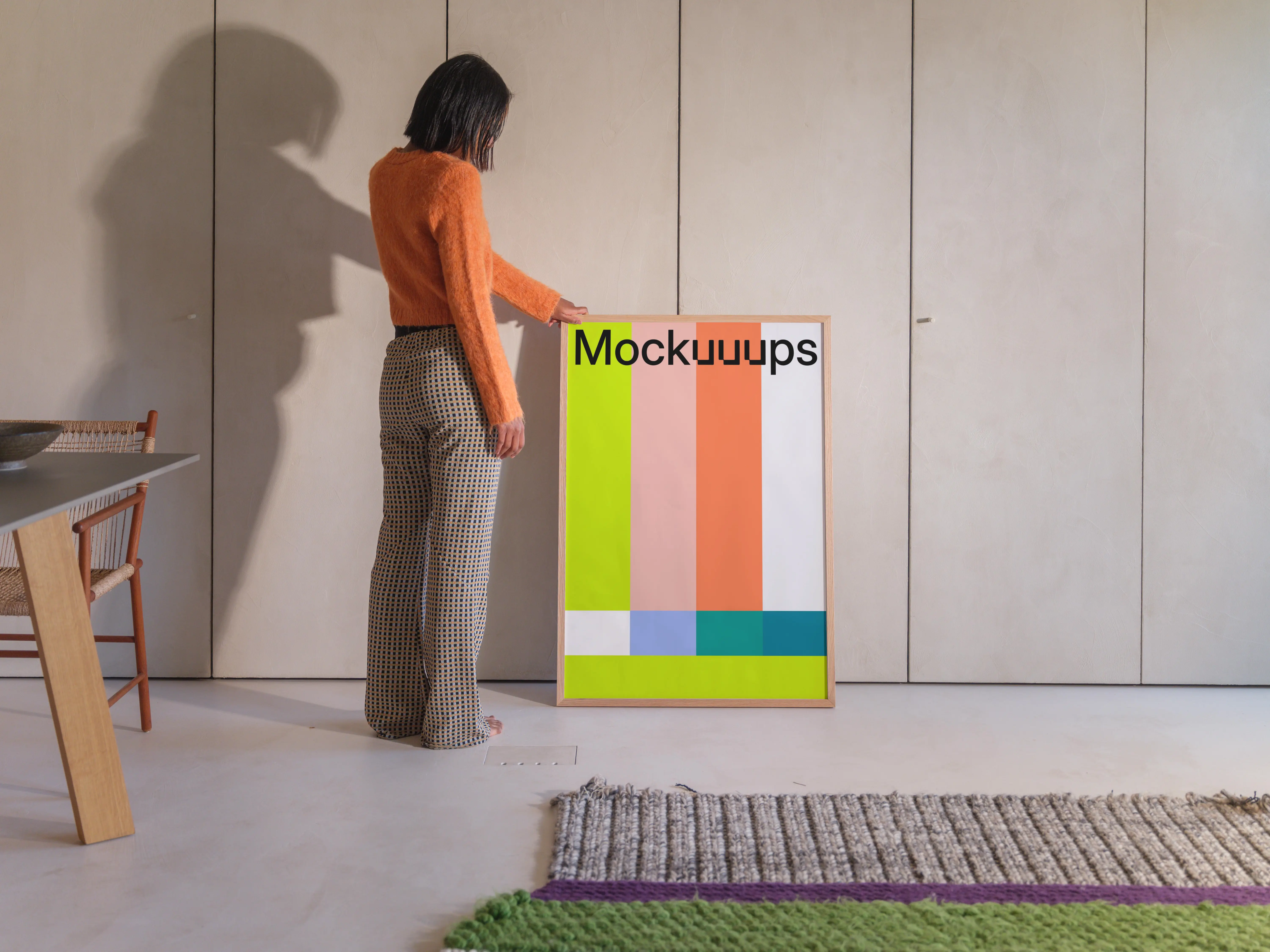 Poster mockup in a modern home setting