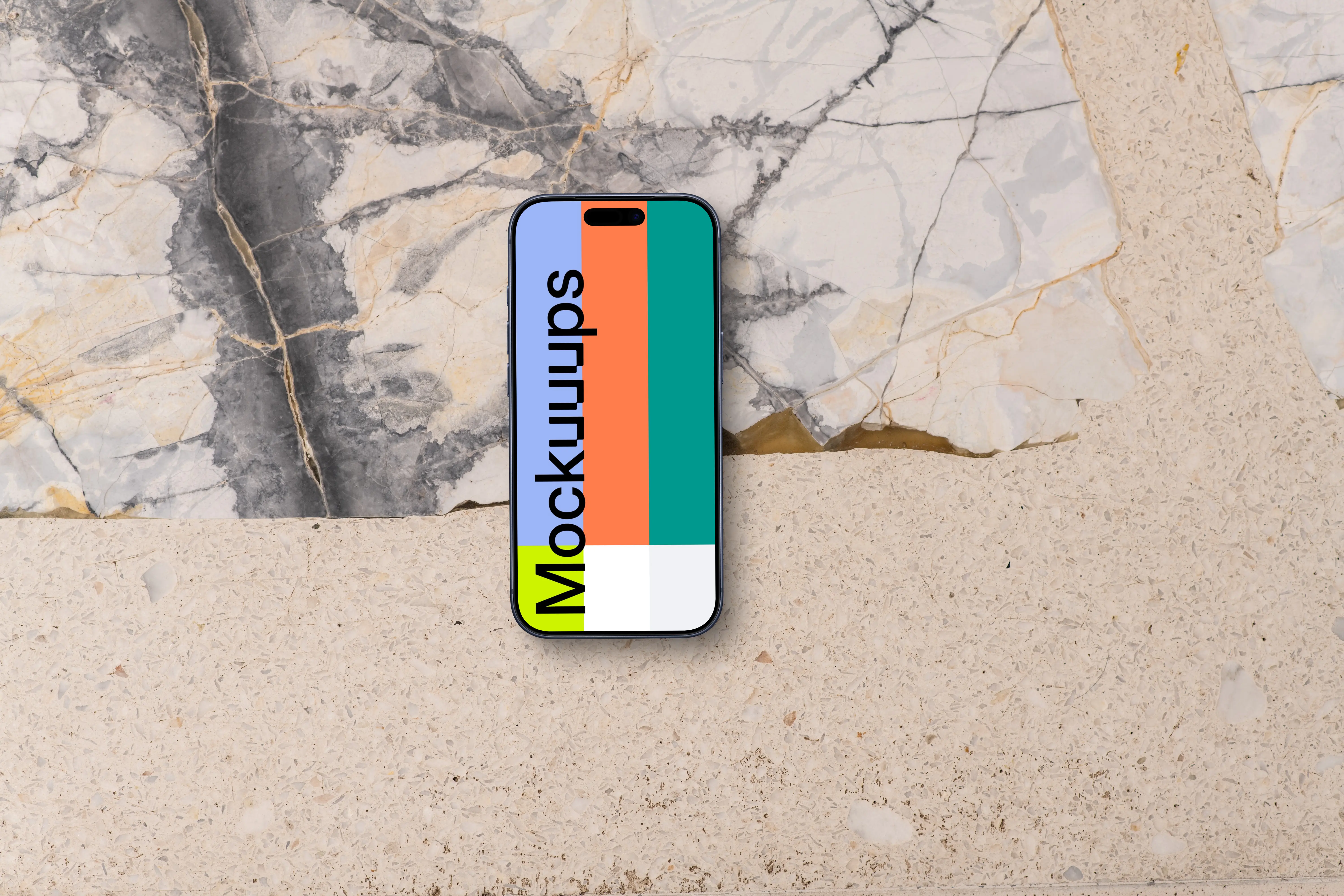 Smartphone mockup against marble background