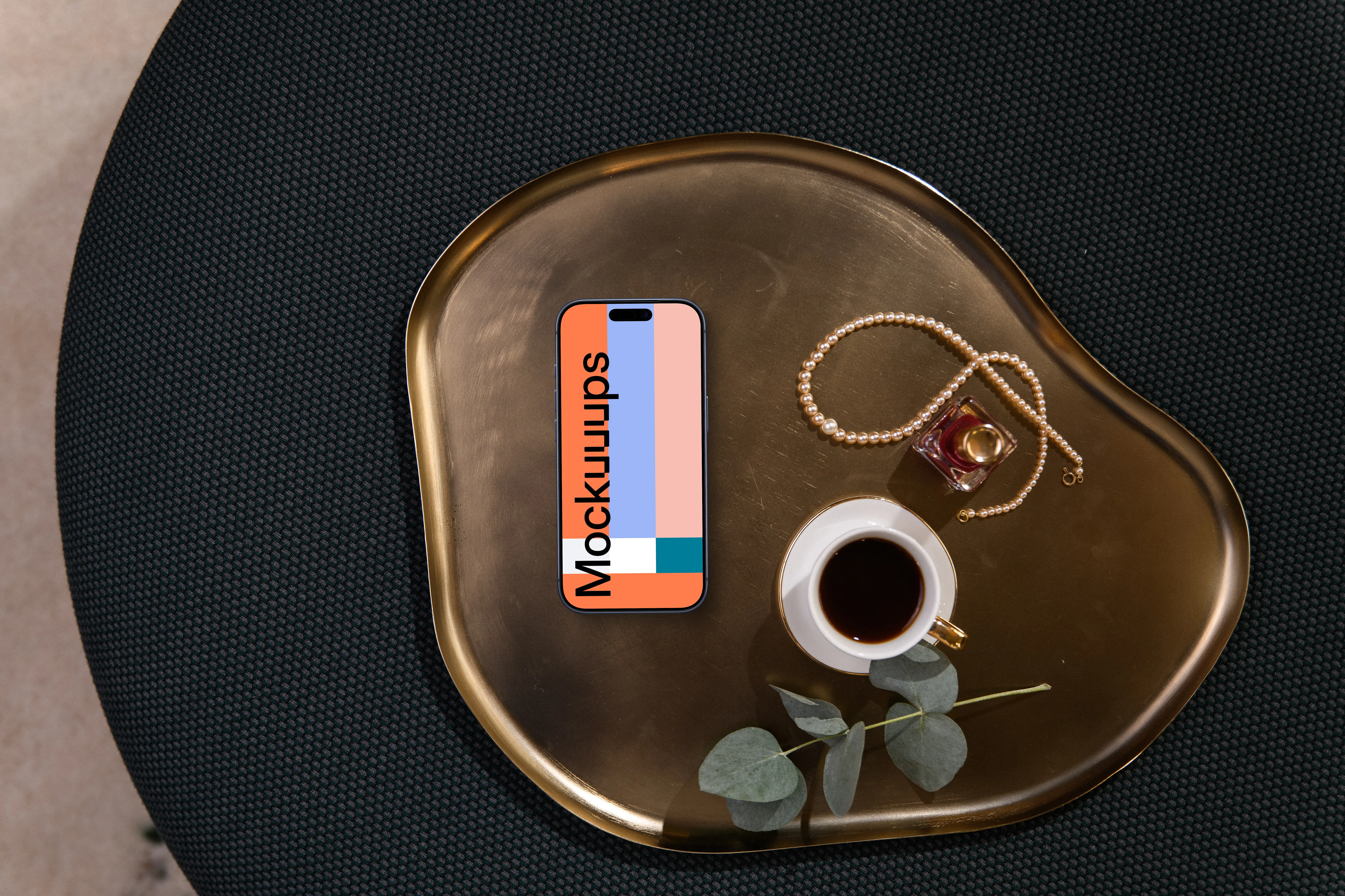 Smartphone mockup on elegant office desk