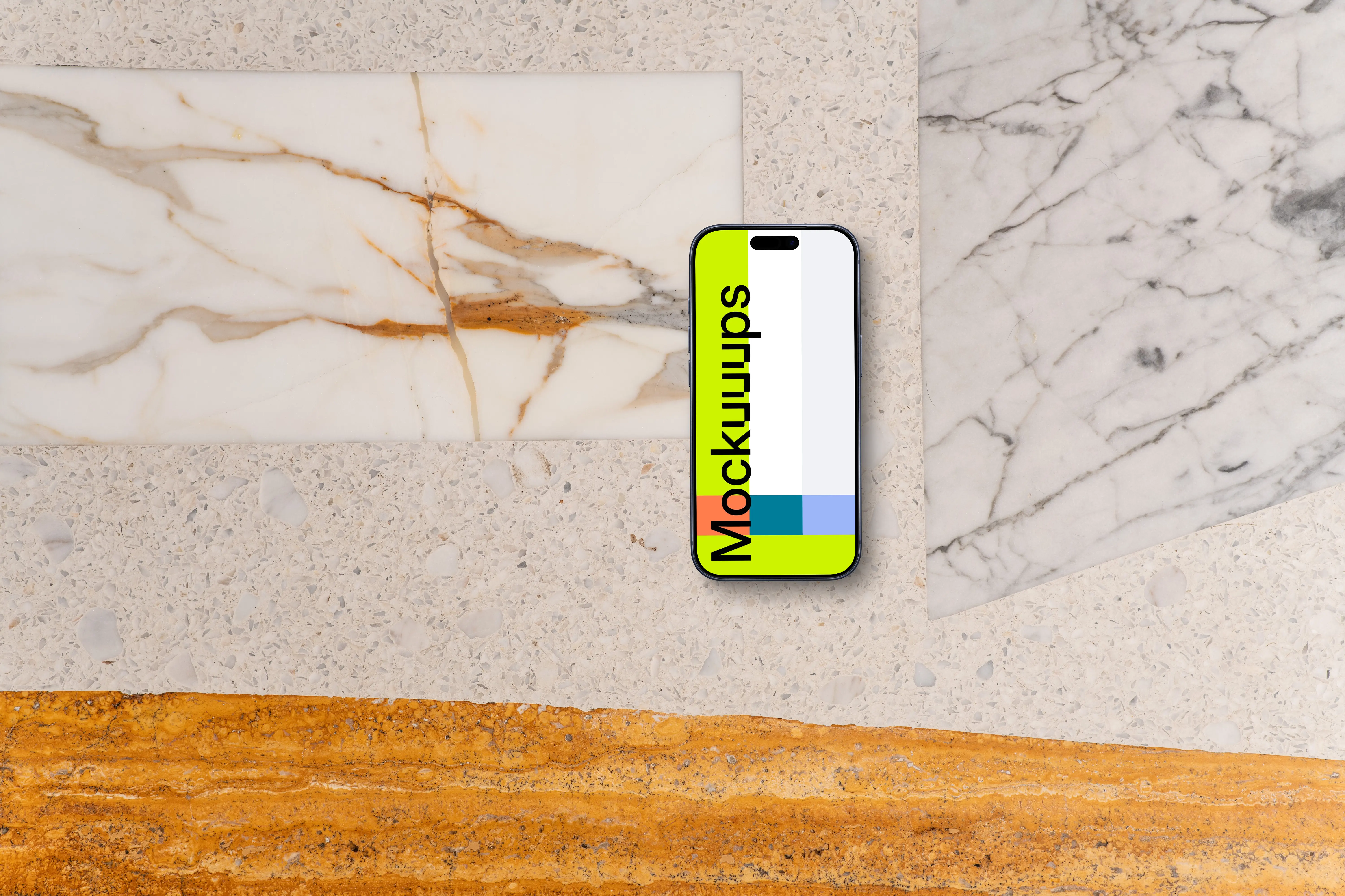 Smartphone mockup on luxury marble surface