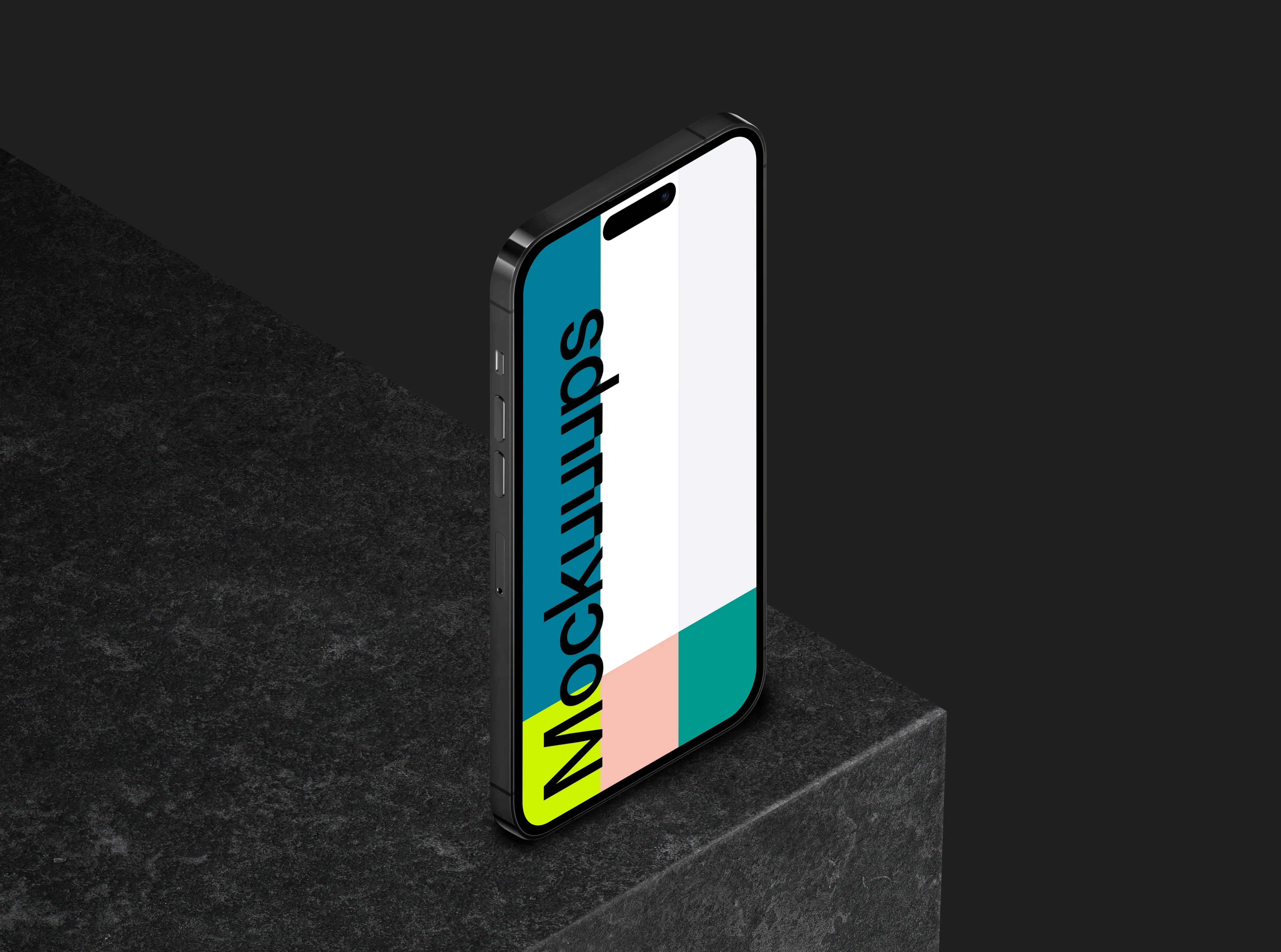 Standing smartphone mockup on the edge - Left View