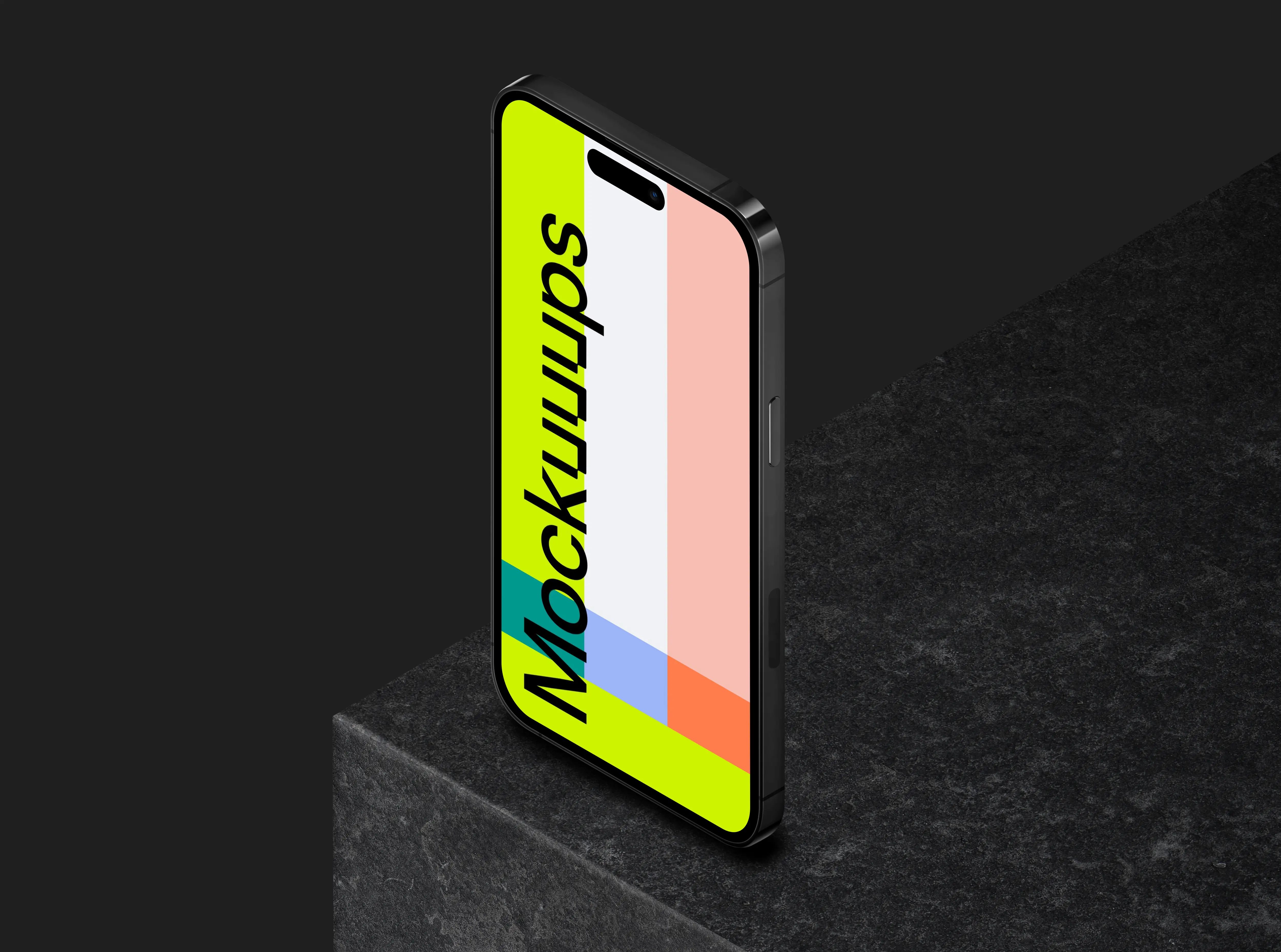 Standing smartphone mockup on the edge - Right View