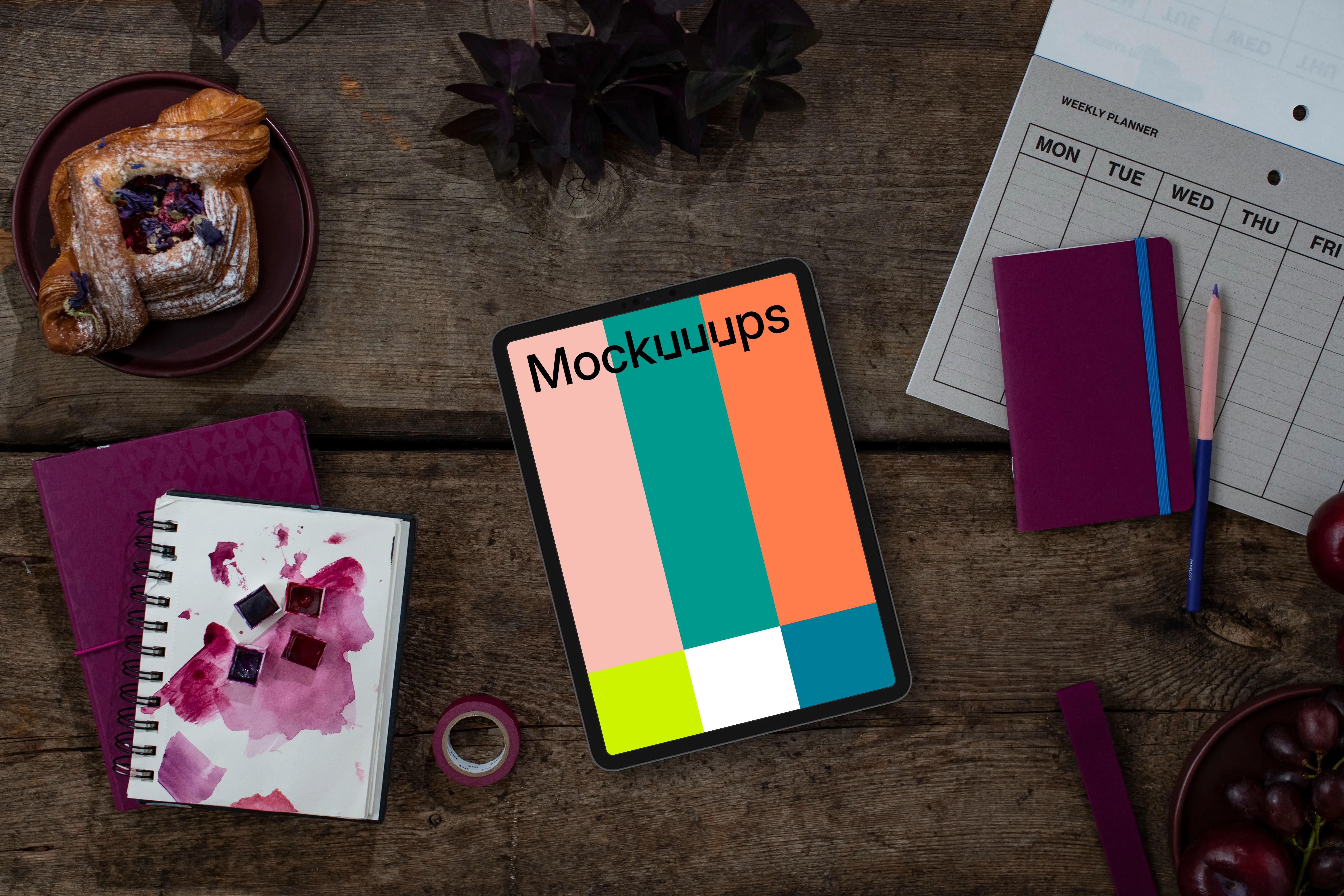 Tablet mockup and Viva Magenta details