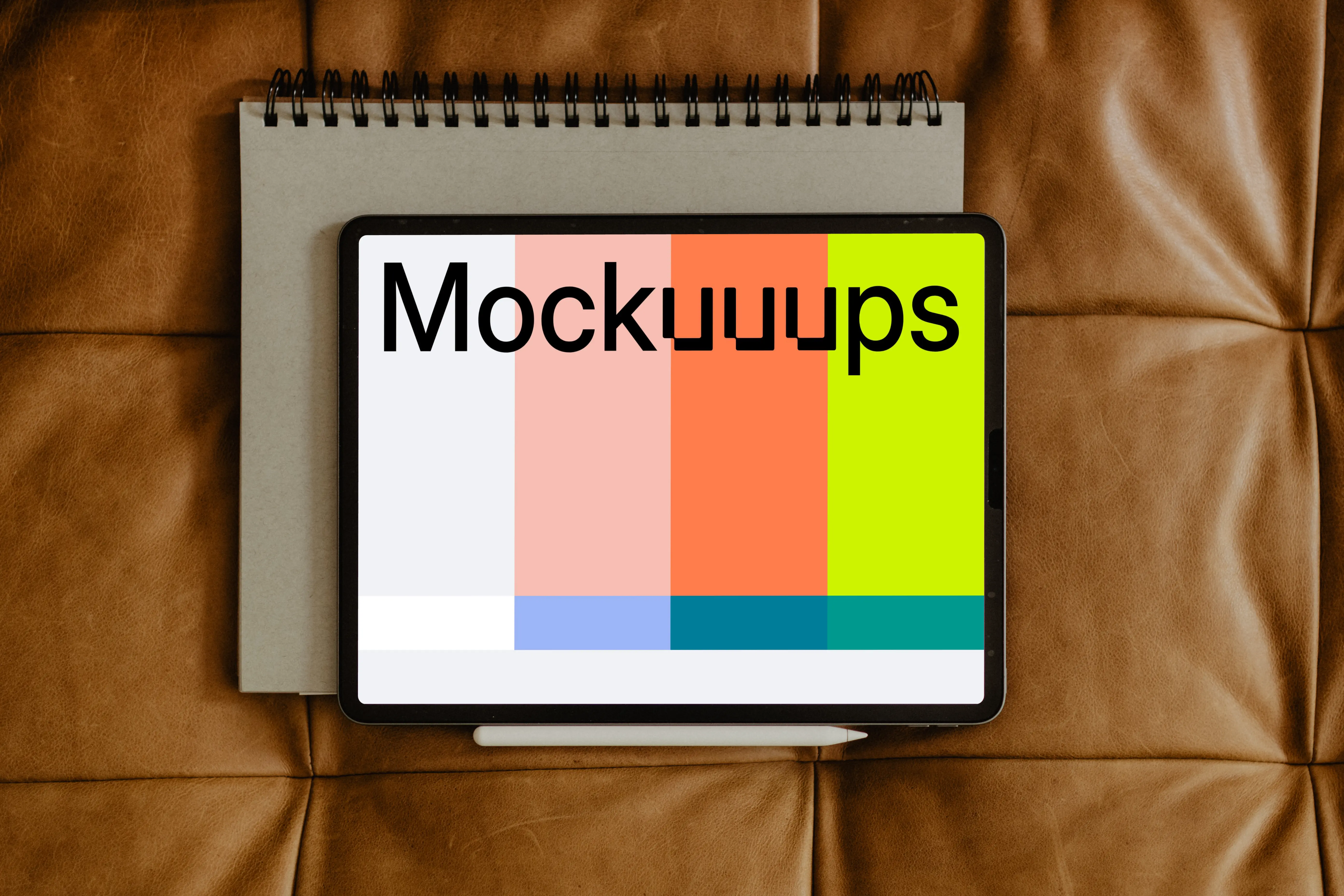 Tablet mockup on a notepad