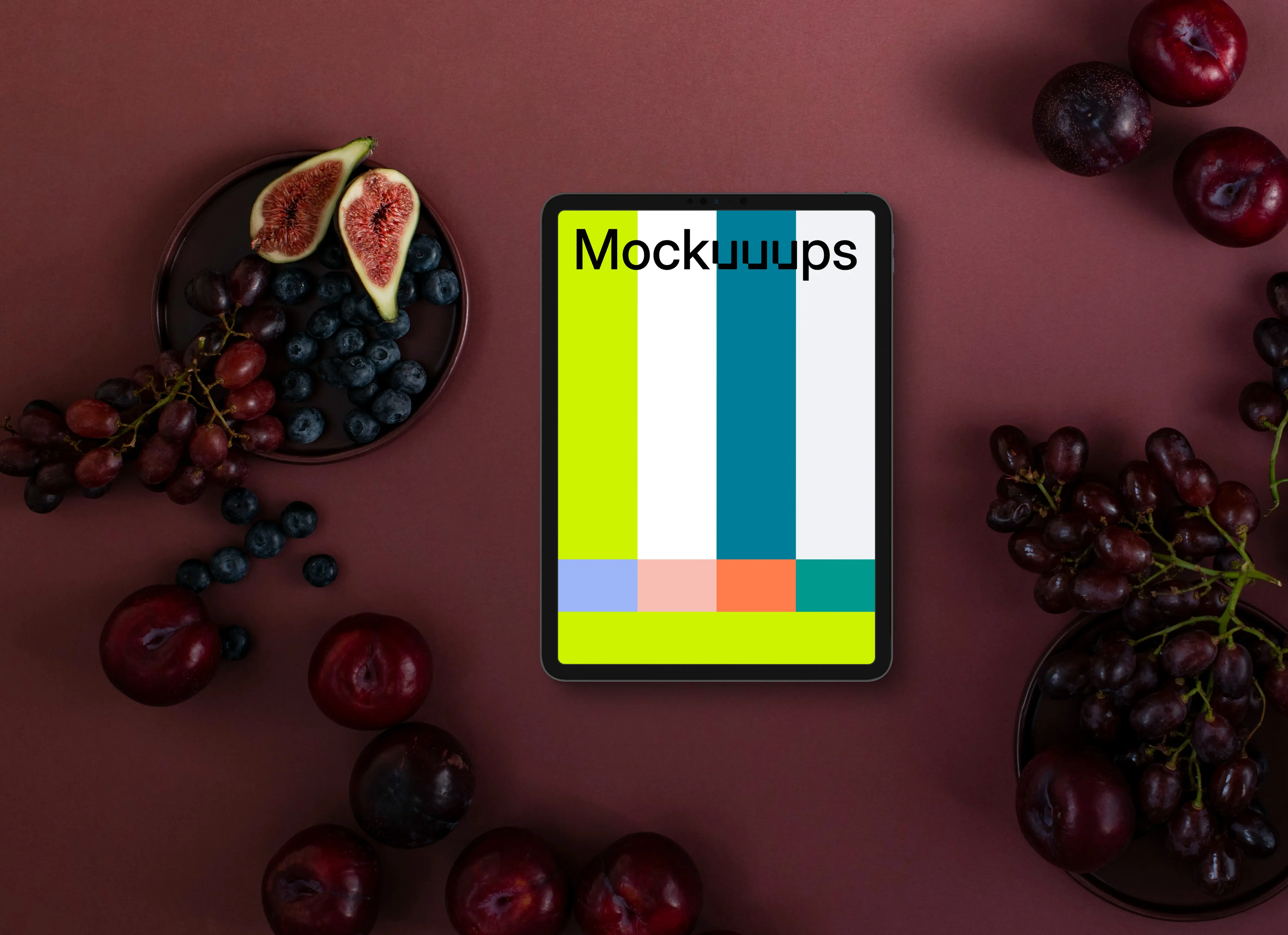 Tablet mockup on vibrant Viva Magenta backdrop