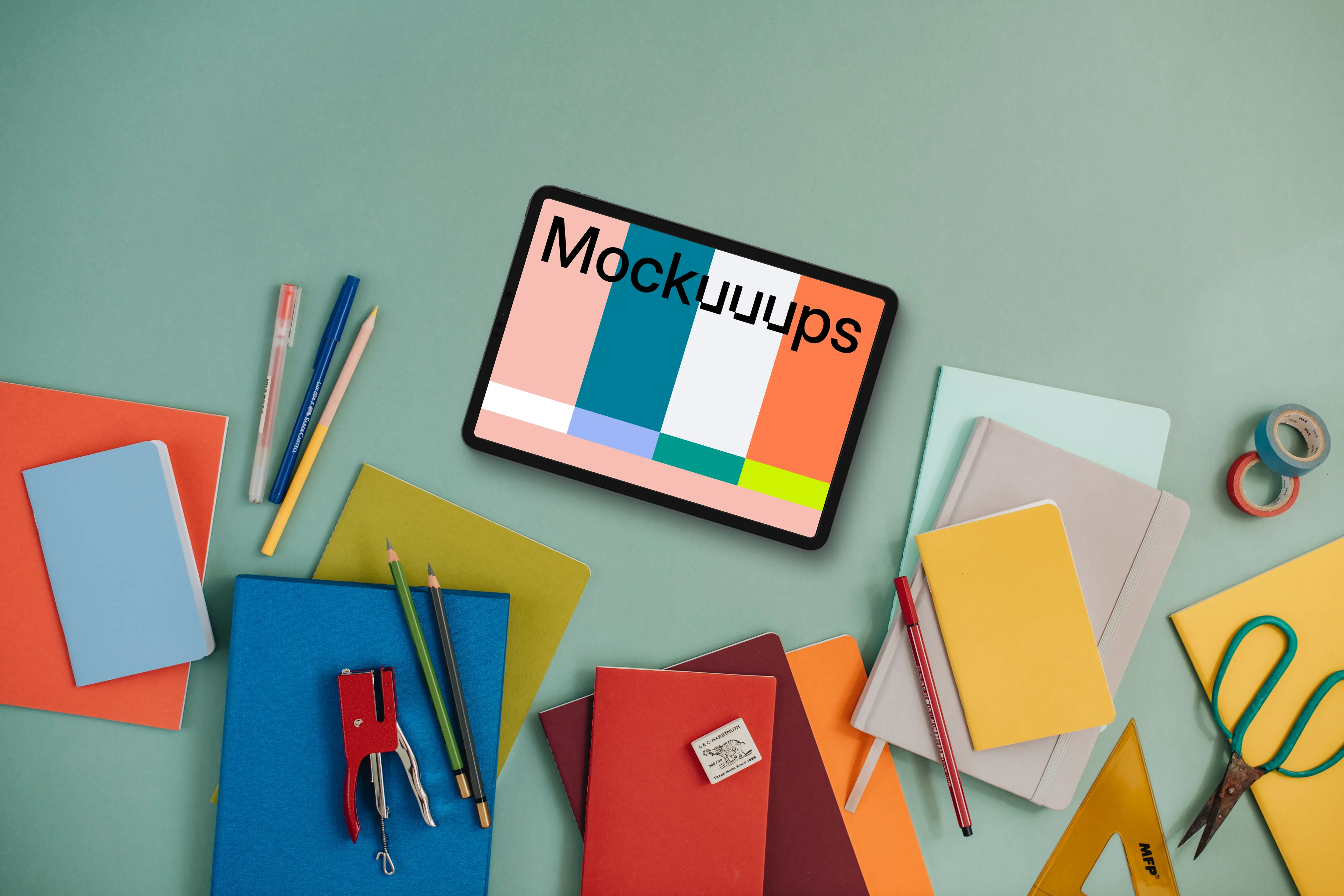 Tablet mockup with back to school elements