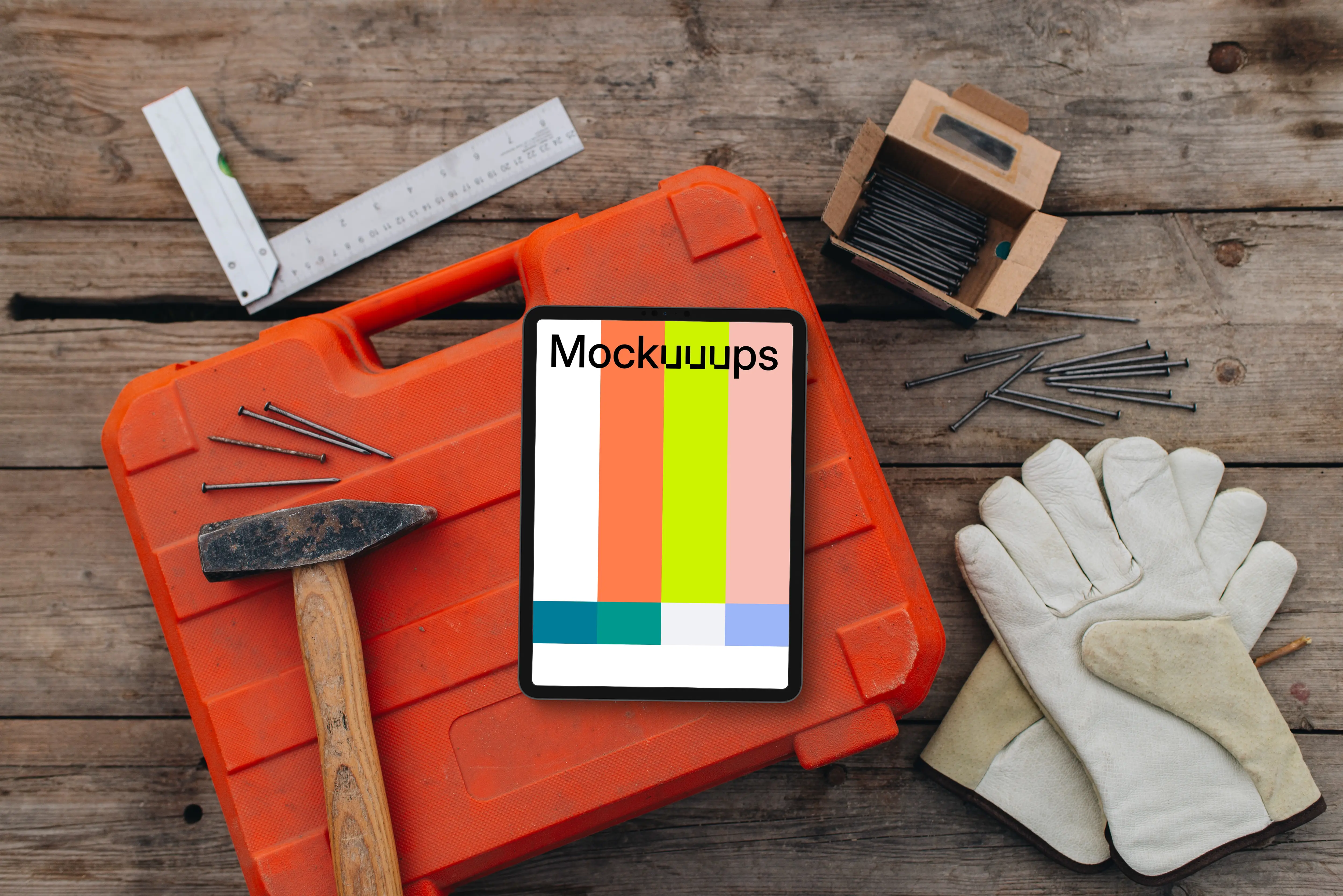 Tablet on the toolbox