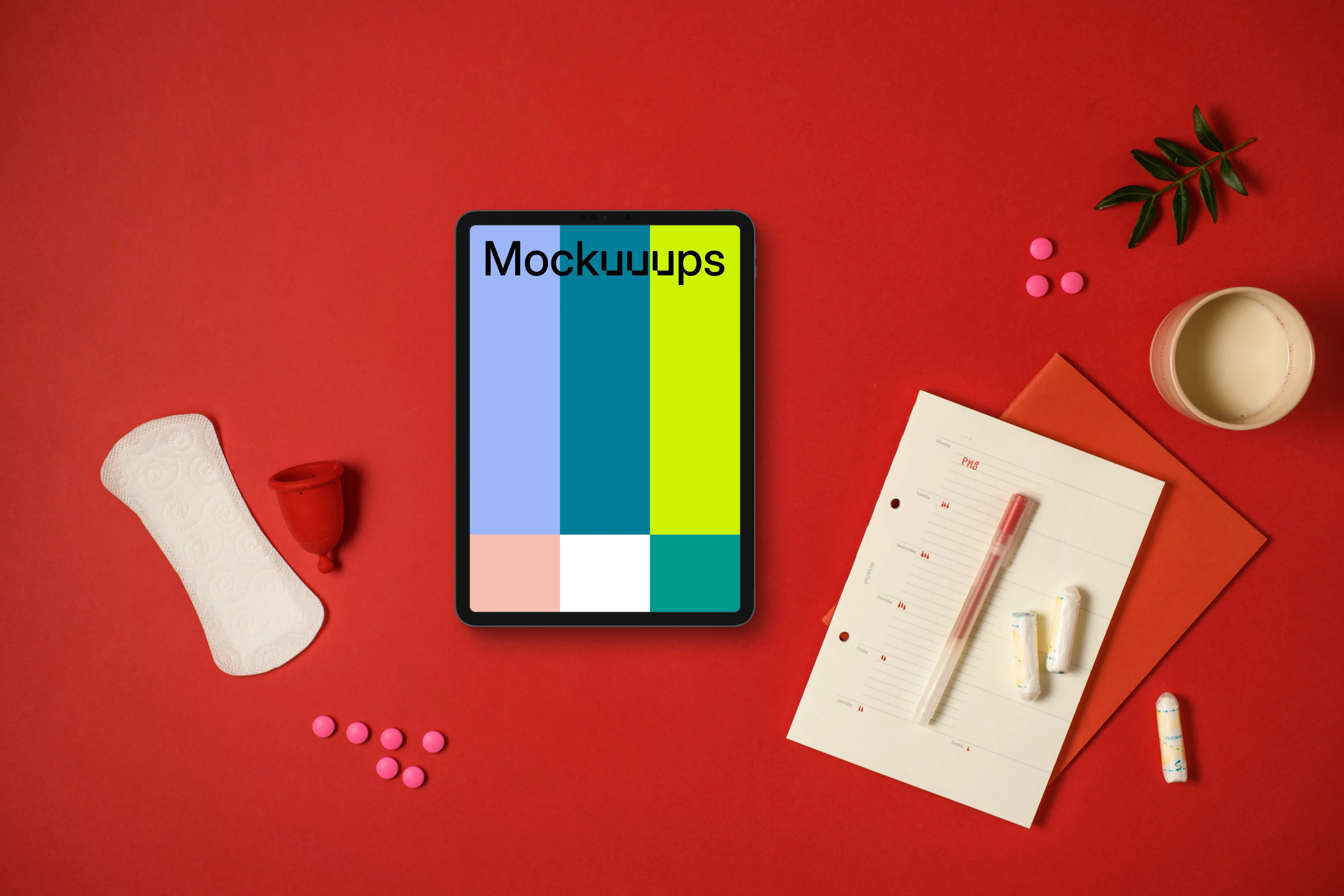 Taboet mockup with a menstrual cycle journal