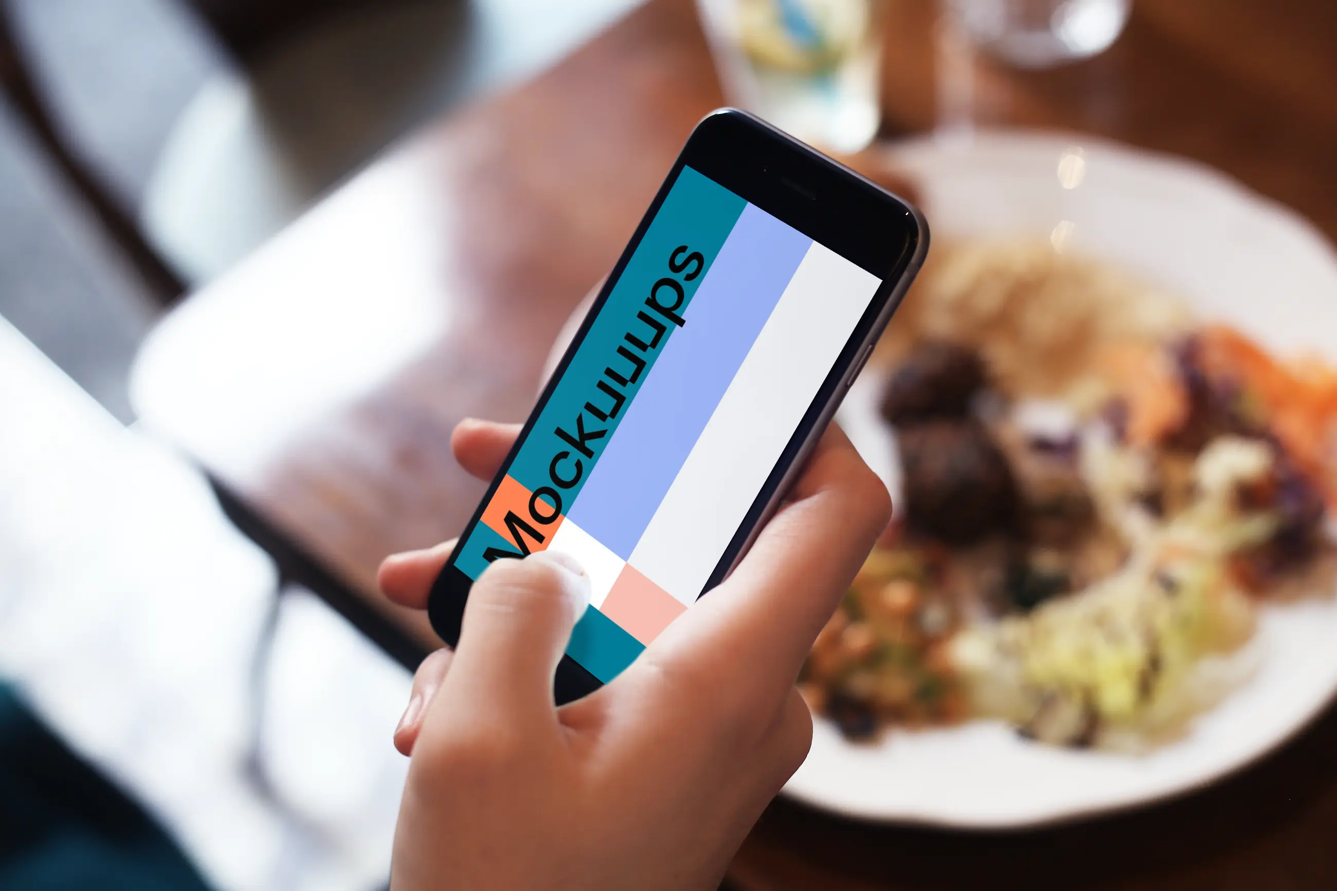Taking a picture of food with iPhone 6 mockup