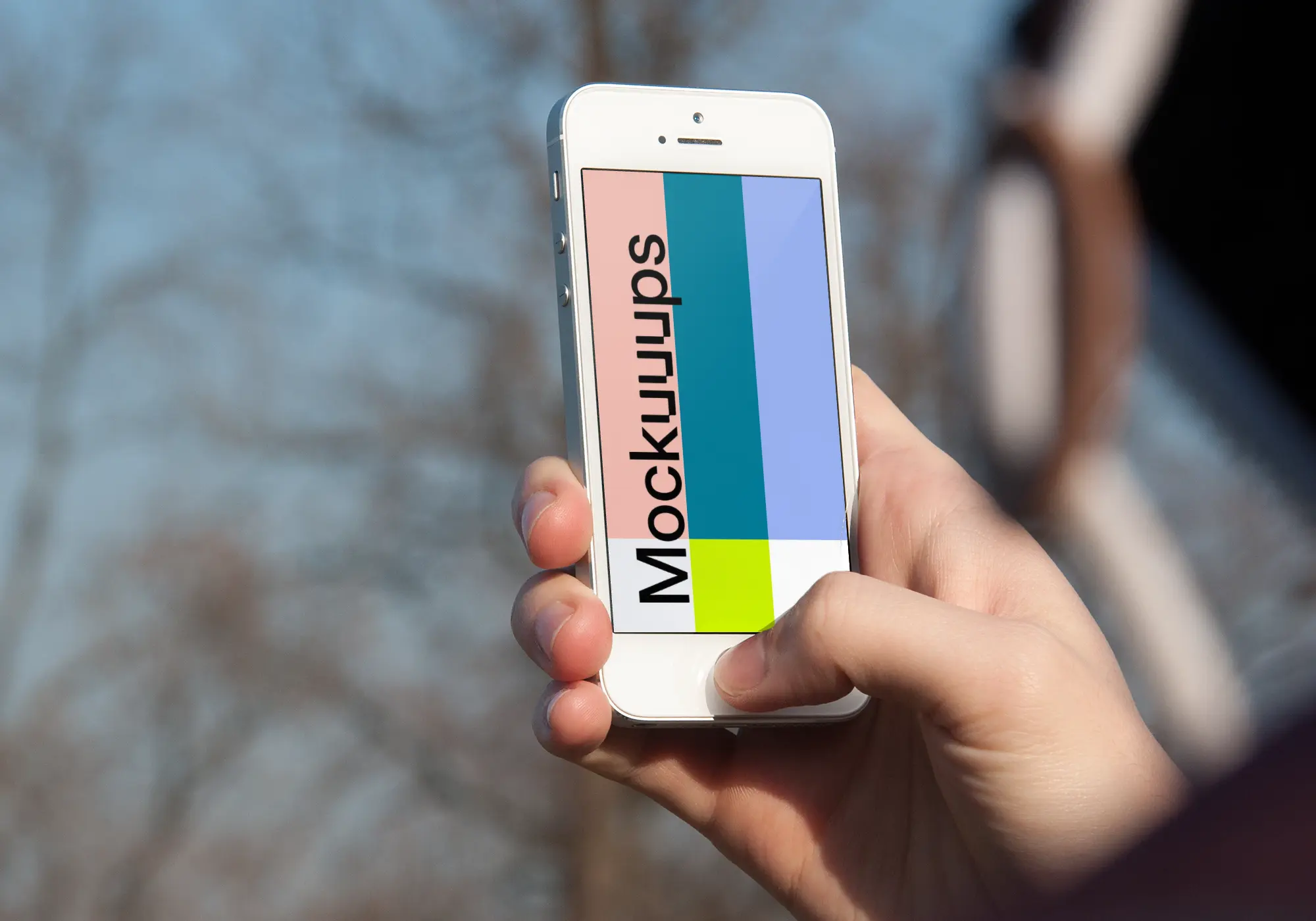 Taking a picture of park with iPhone SE mockup