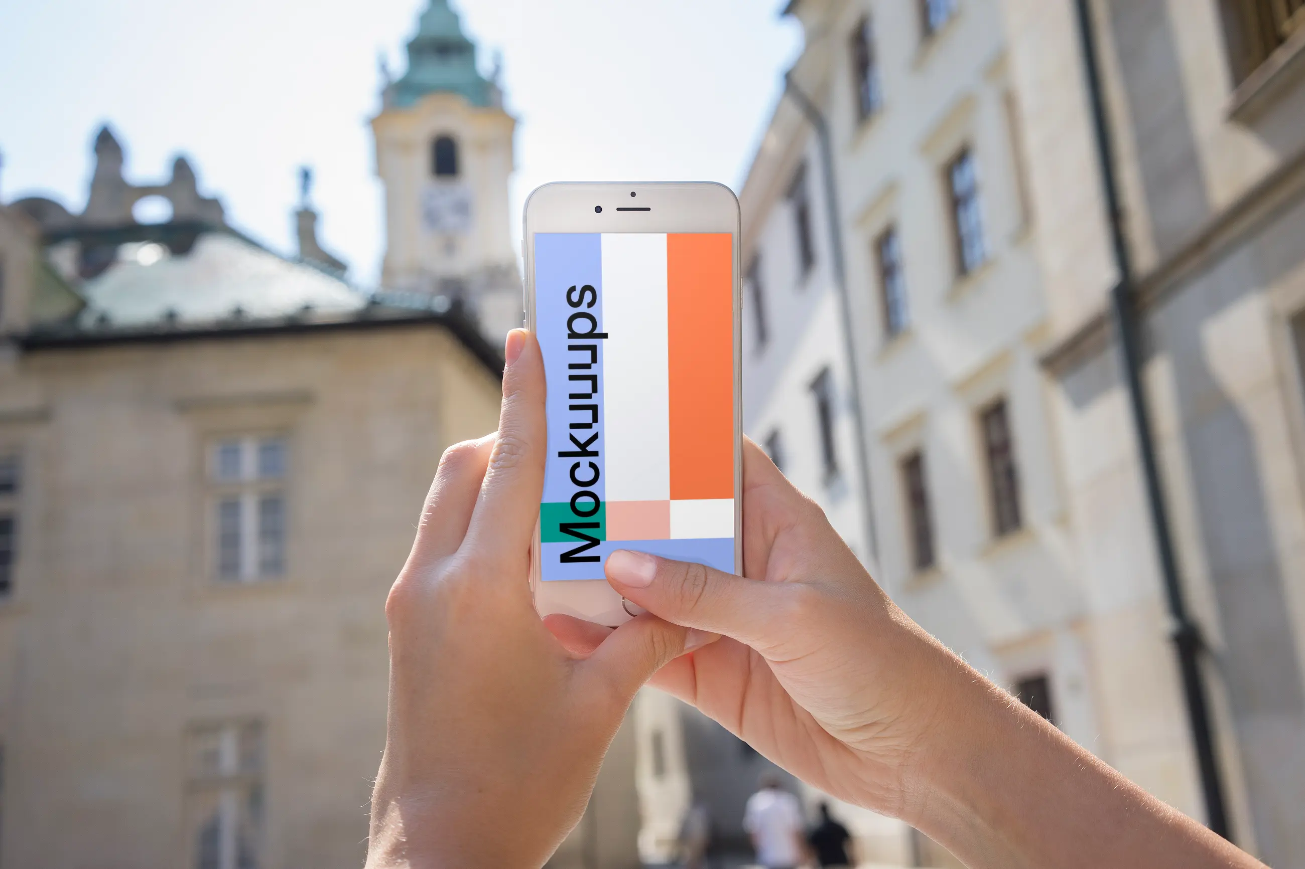 Taking picture of buildings with iPhone 6 mockup